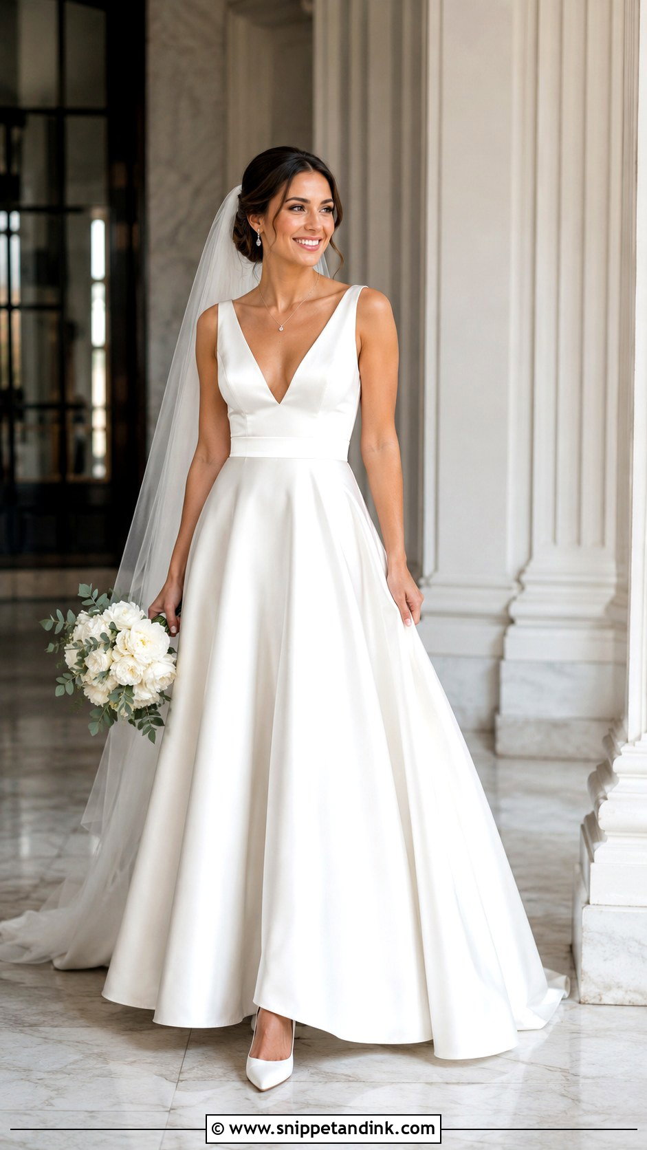 V Neck Satin Wedding Gown - Snippet and Ink - 20 Classy Minimalist Wedding Gown Ideas