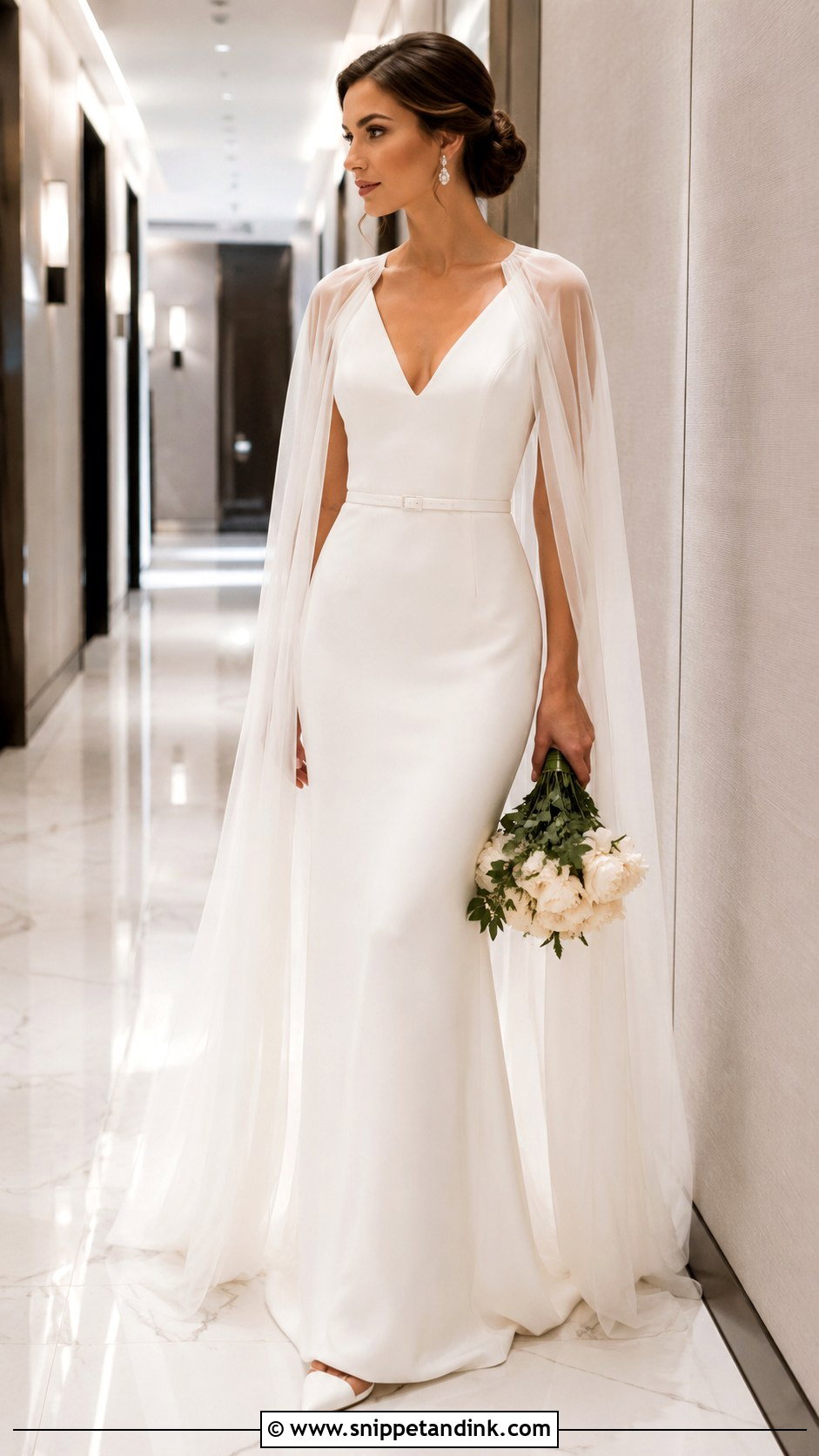 V Neck Sheath Wedding Dress - Snippet and Ink - 20 Simple But Elegant Wedding Dresses