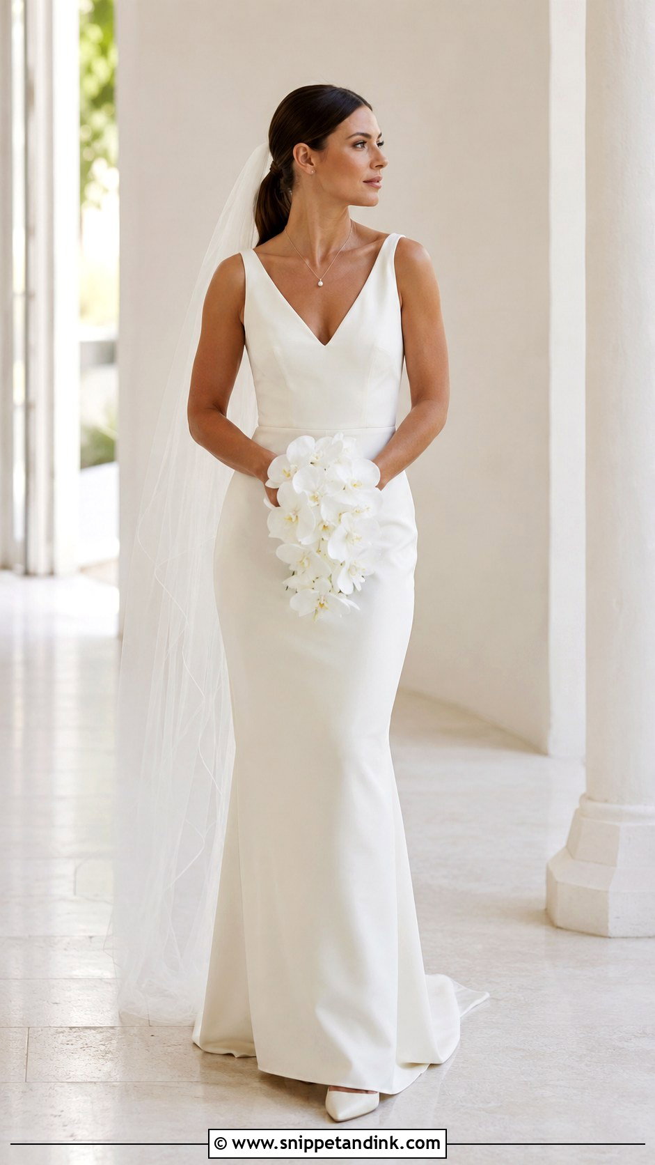 V Neck Sheath Wedding Dress - Snippet and Ink - 20 Simple Chic Wedding Dress Ideas