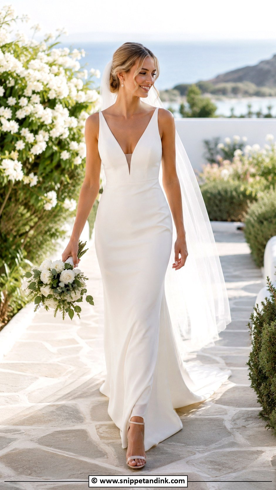 V Neck Sheath Wedding Dress - Snippet and Ink - 30 Sheath Wedding Dress Ideas