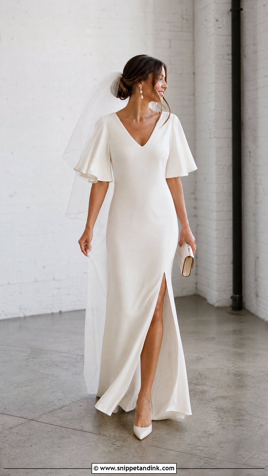 V Neck Shift Wedding Dress - Snippet and Ink - 20 Shift Wedding Dress Ideas