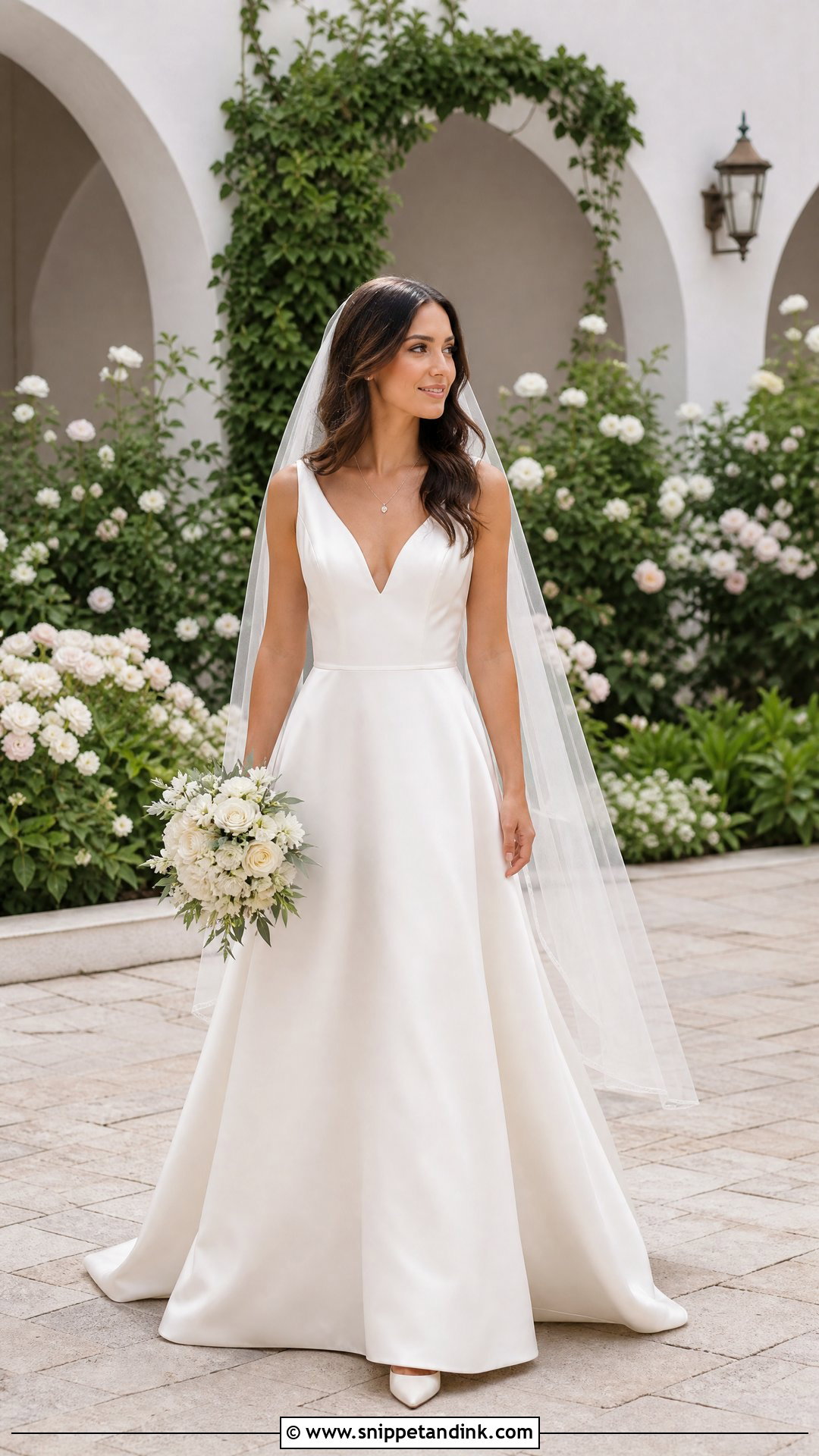 V Neck Silk Satin Wedding Dress - Snippet and Ink - 20 Silk Satin Wedding Dresses