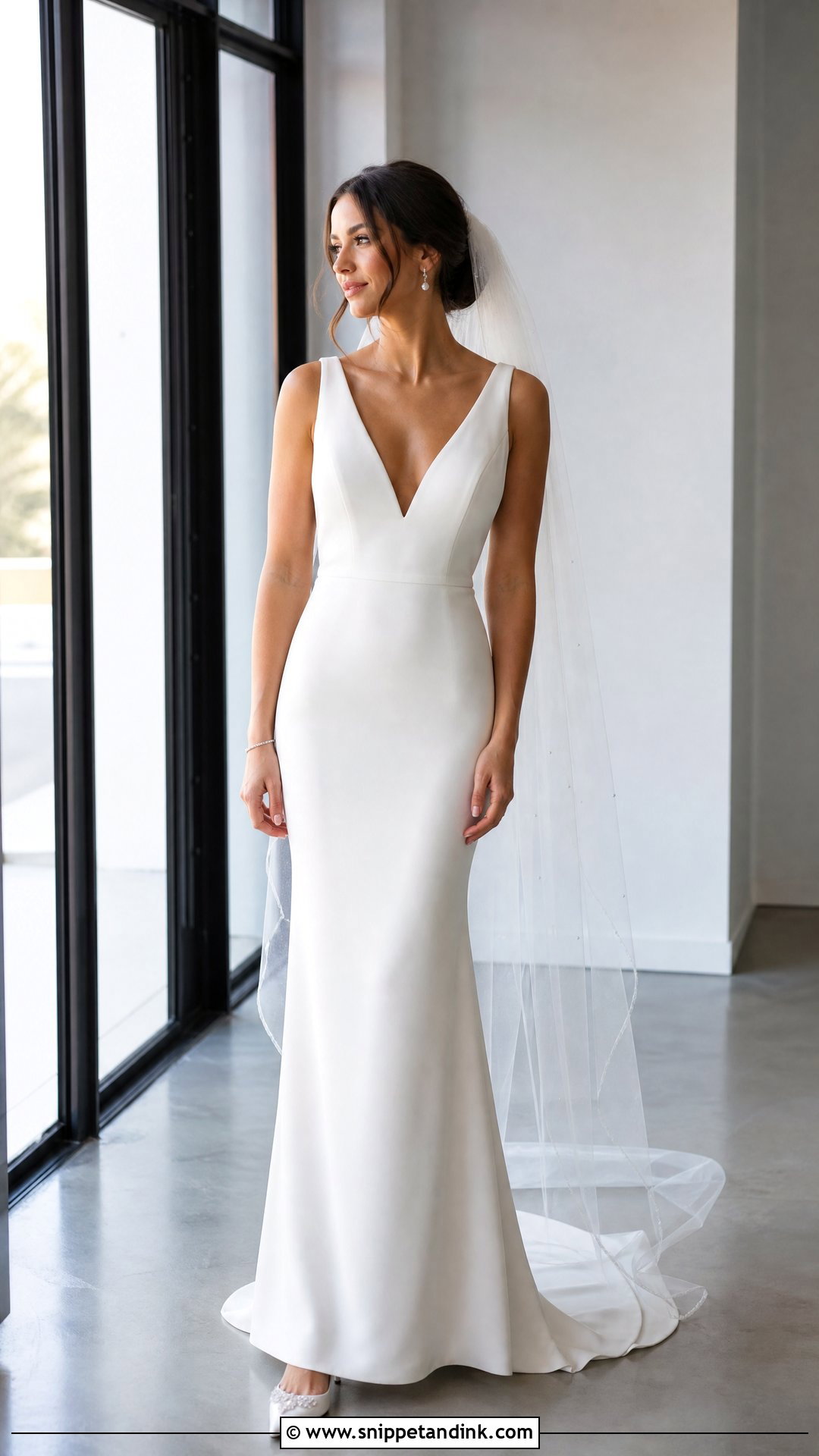 V Neck Slim Wedding Dress - Snippet and Ink - 20 Slim Wedding Dresses