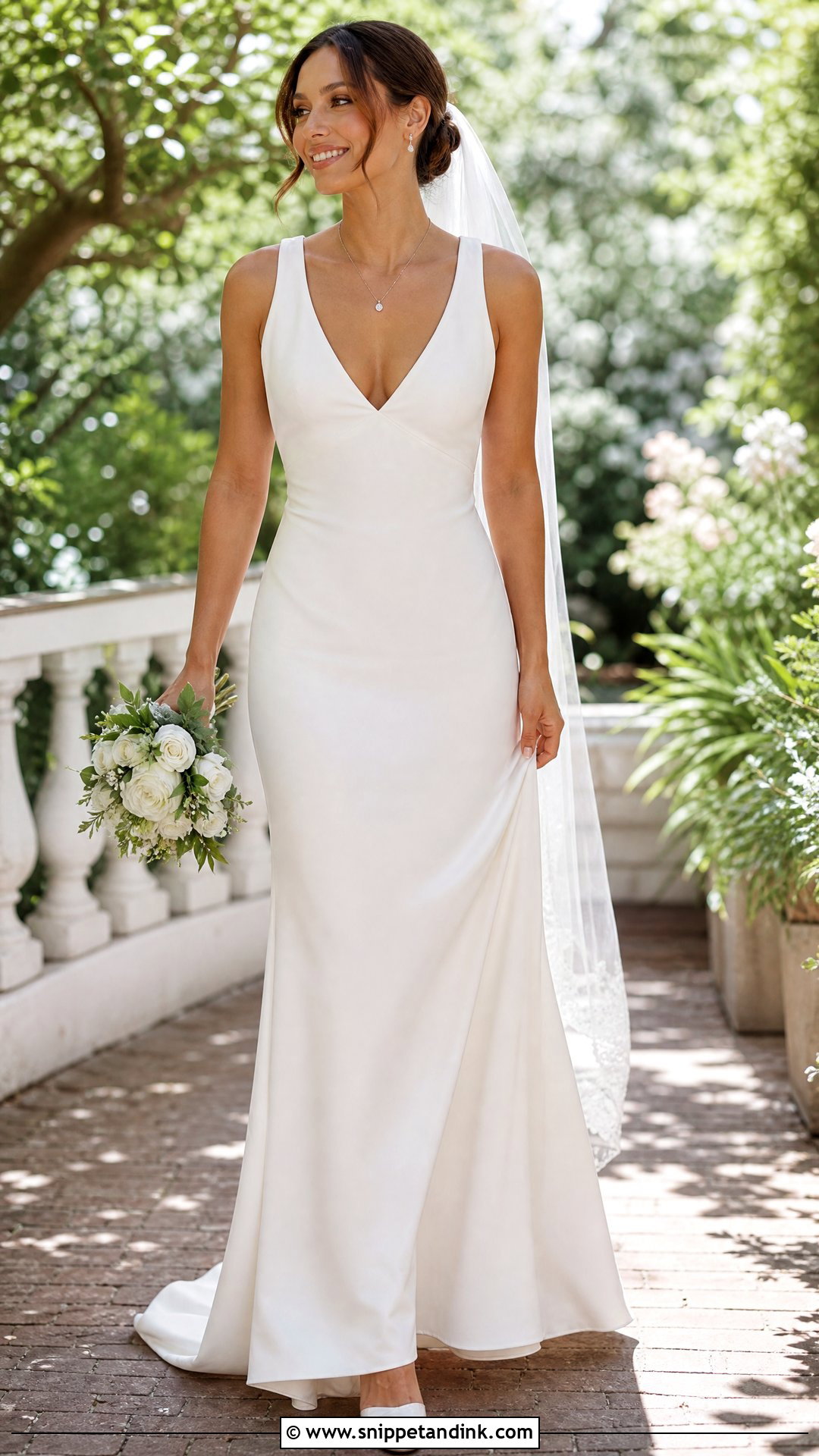V Neck Slinky Wedding Dress - Snippet and Ink - 20 Slinky Wedding Dress Ideas
