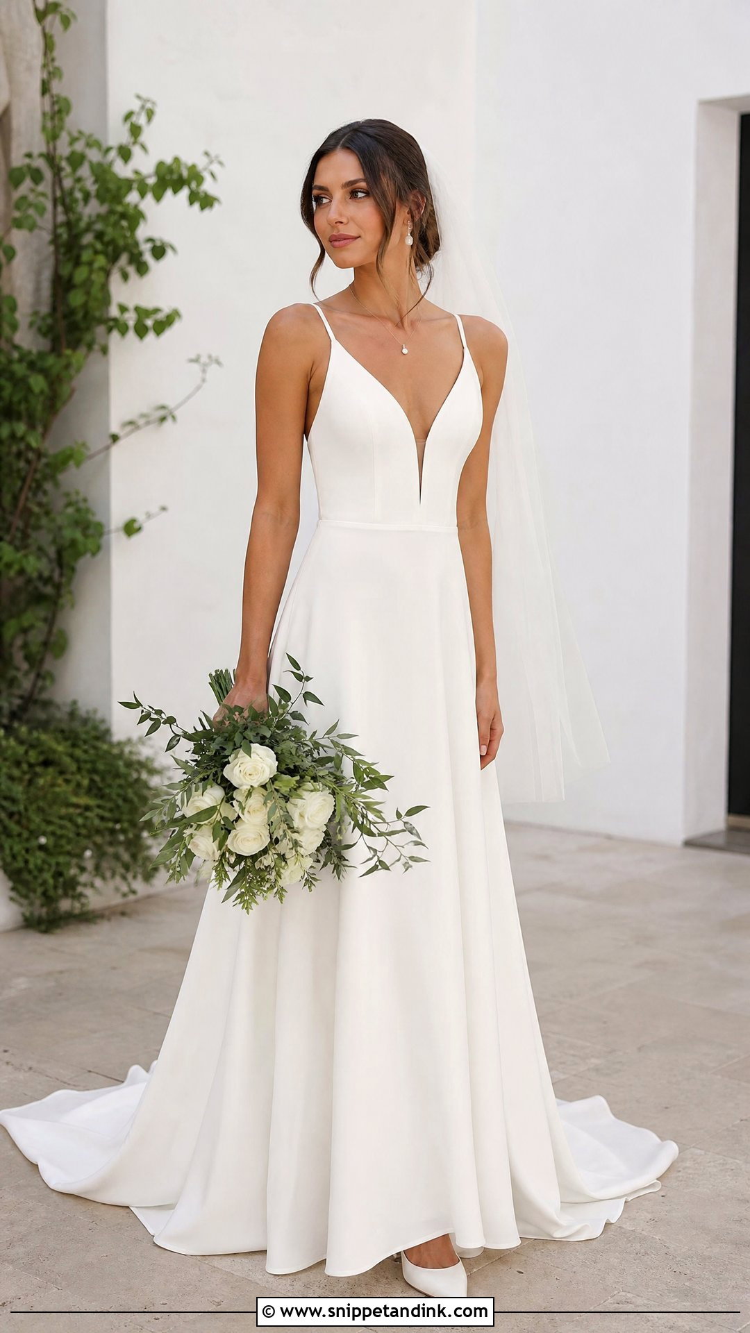 V Neck Spaghetti Strap Wedding Dress - Snippet and Ink - 20 Simple Spaghetti Strap Wedding Dress Ideas