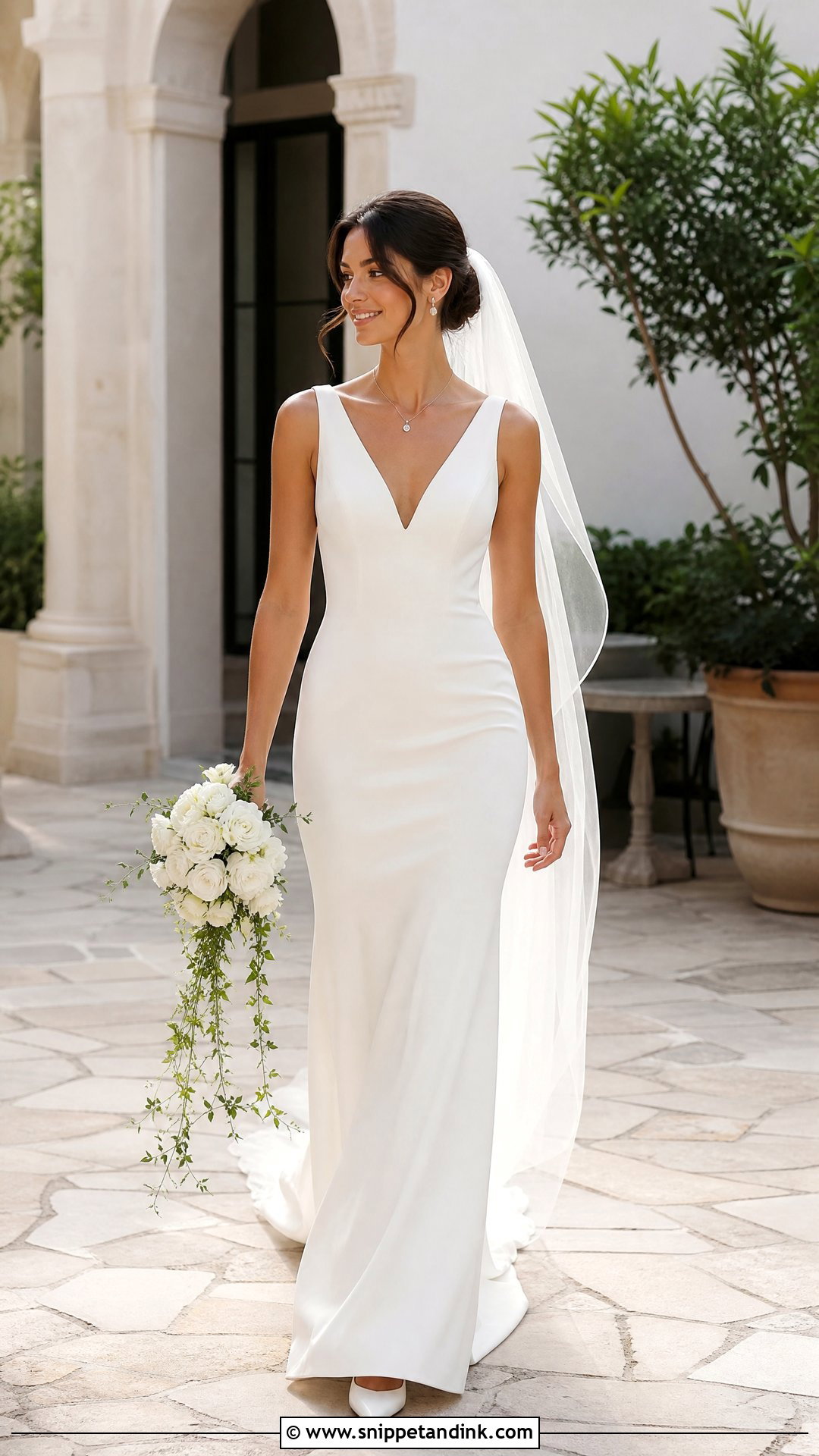 V Neck Straight Wedding Gown - Snippet and Ink - 20 Straight Wedding Gown Ideas