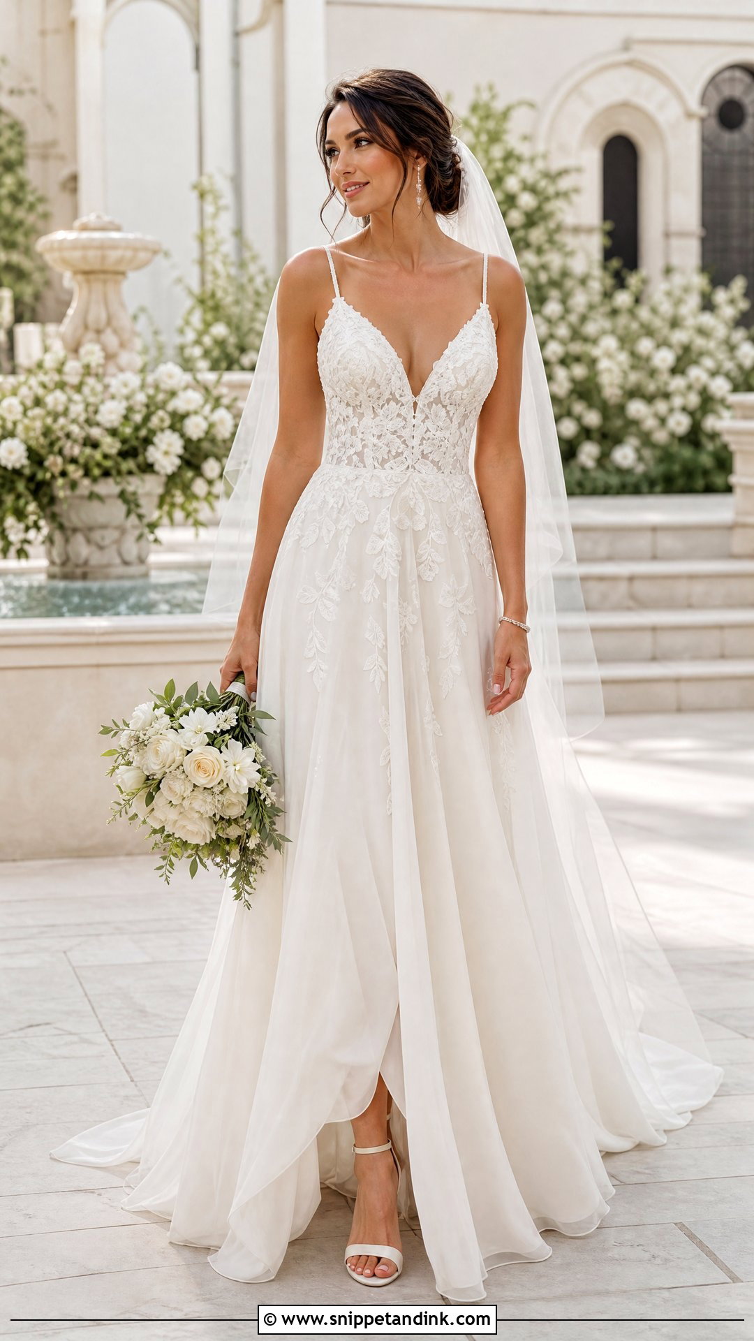 V Neck Strappy Wedding Dress - Snippet and Ink - 20 Strappy Wedding Dress Ideas
