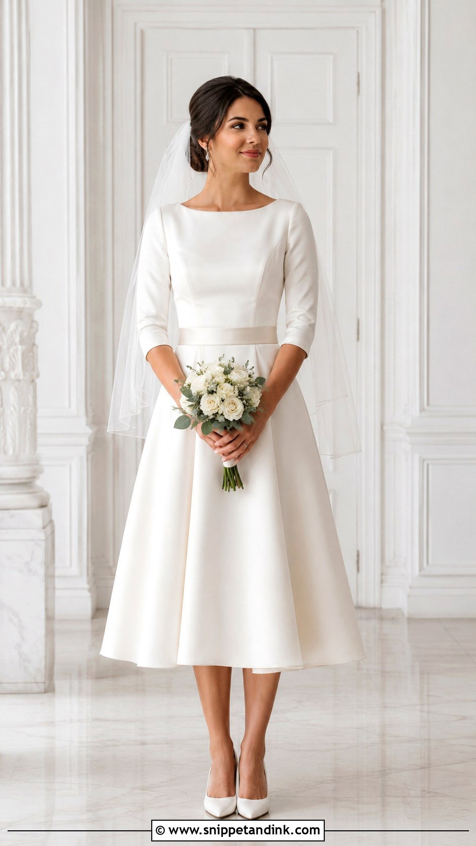 V Neck Tea Length Wedding Dress - Snippet and Ink - 25 Midi Wedding Dress Tea Length Ideas
