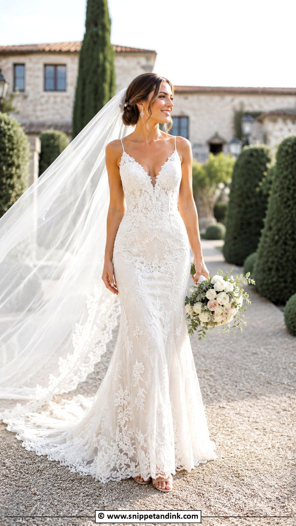 V Neck Trumpet Wedding Dress - Snippet and Ink - 30 Trumpet Wedding Dress Ideas