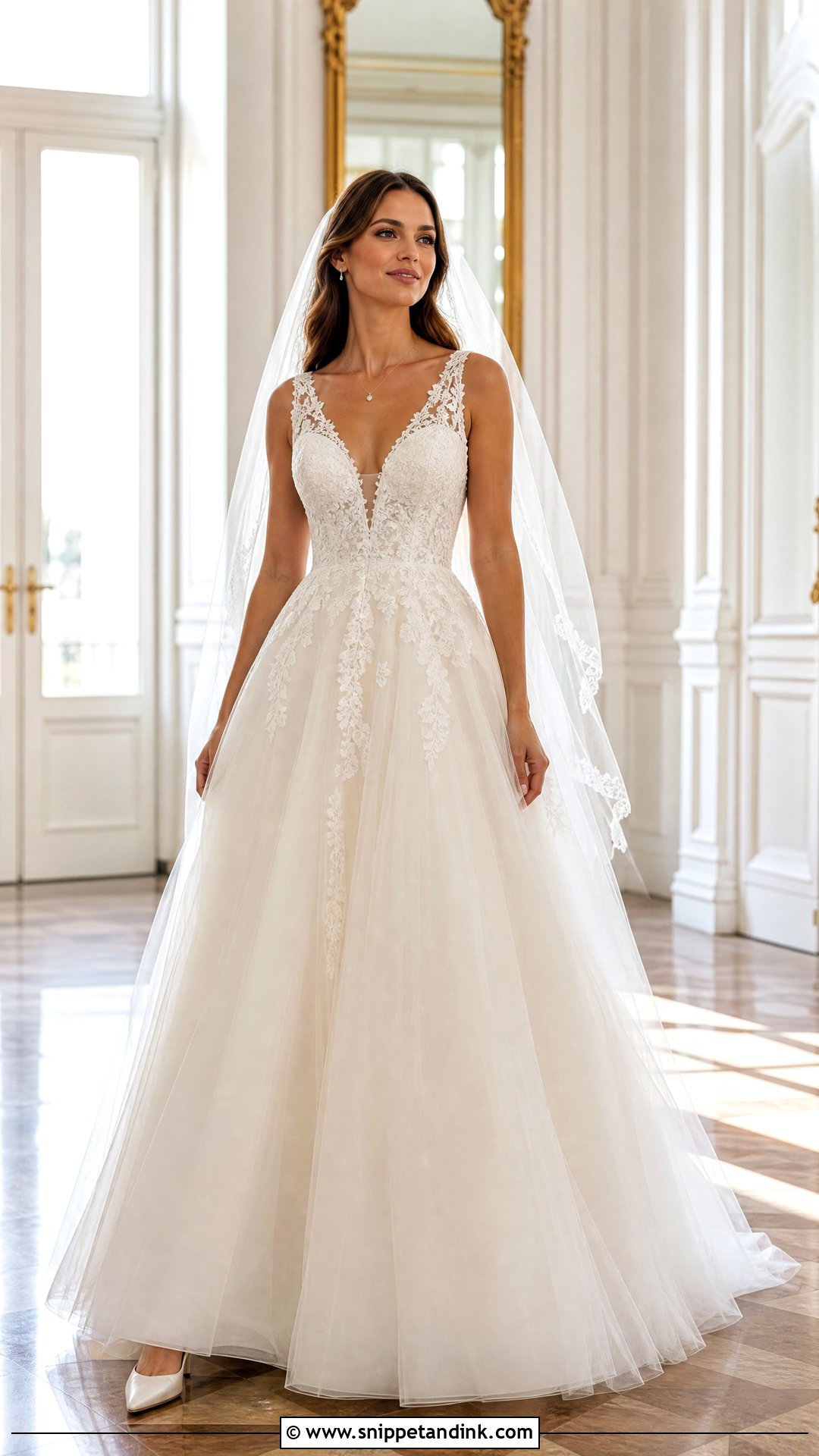 V Neck Tulle Ball Gown Wedding Dress - Snippet and Ink - 20 Tulle Ball Gown Wedding Dress Ideas