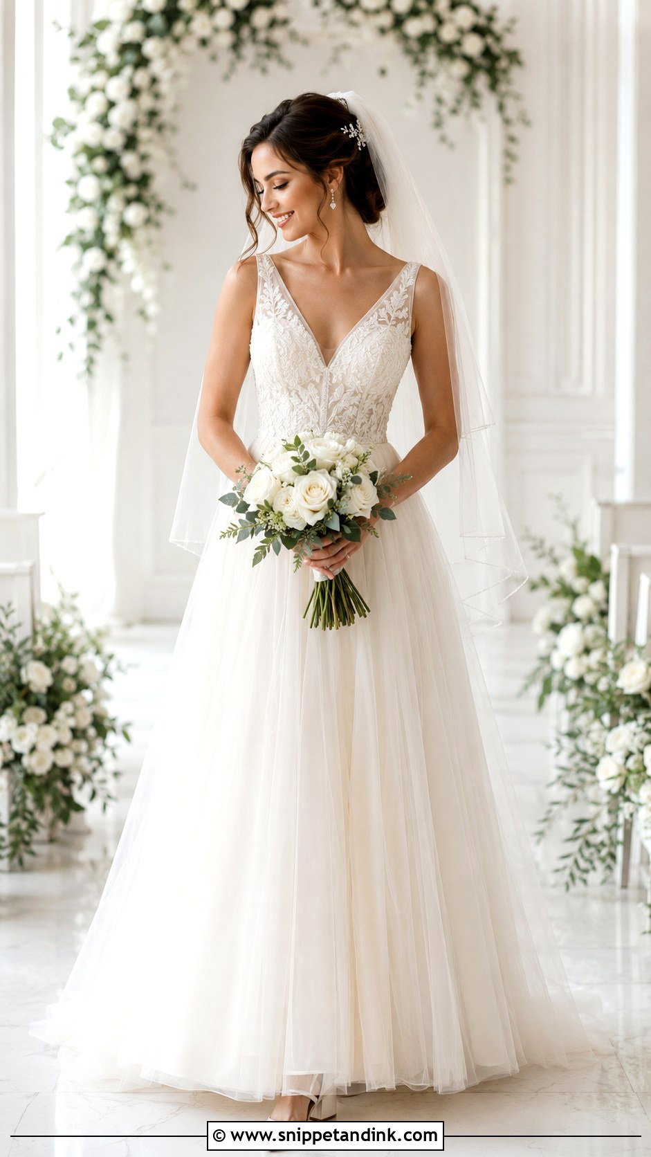 V Neck Tulle Wedding Dress - Snippet and Ink - 20 Budget Wedding Dress Ideas