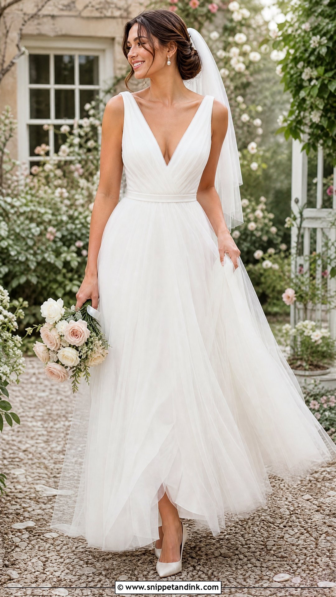 V Neck Tulle Wedding Dress - Snippet and Ink - 20 Romantic Simple Elegant Wedding Dress Ideas
