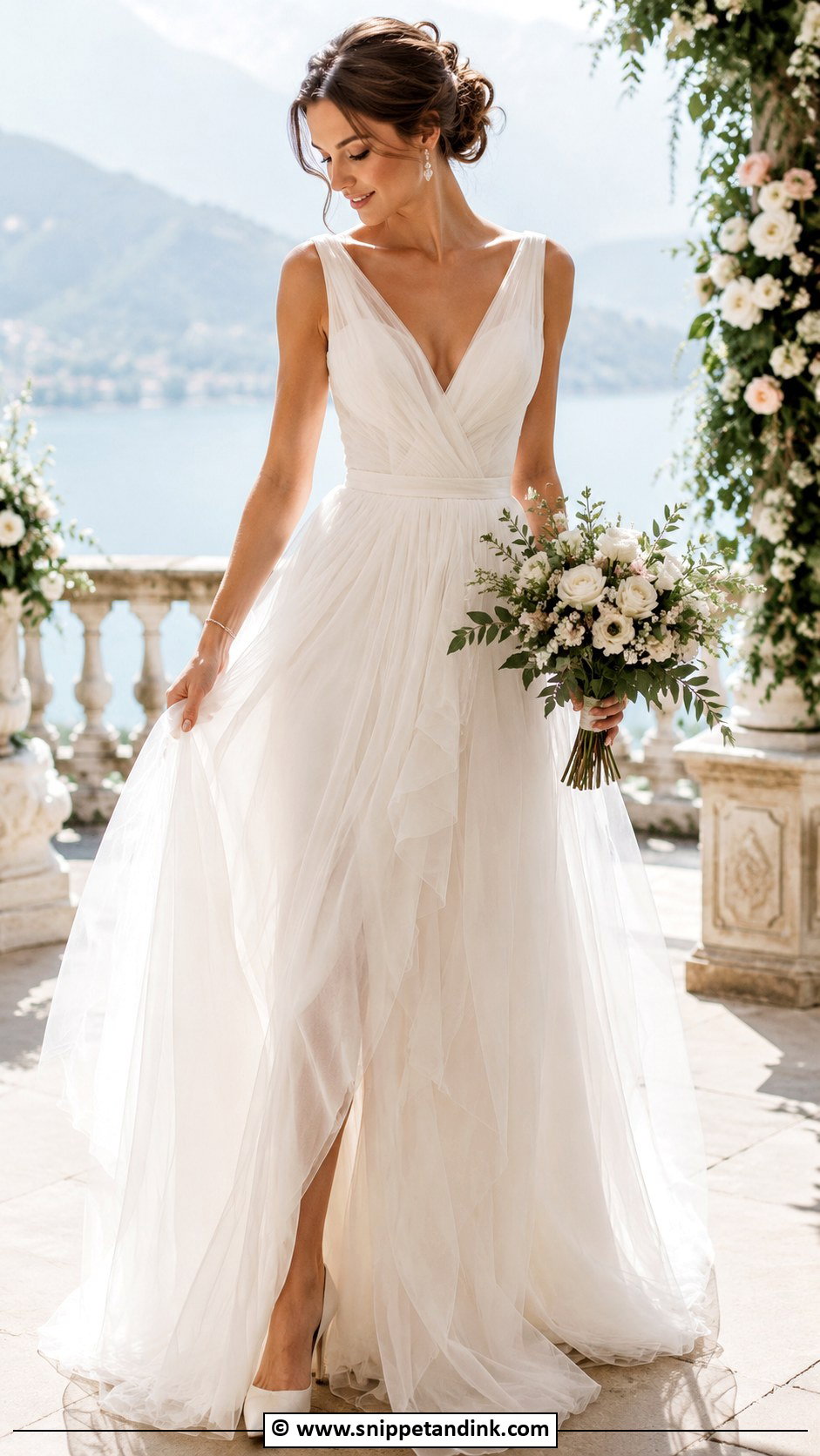 V Neck Tulle Wedding Dress - Snippet and Ink - 30 Tulle Wedding Dress Ideas