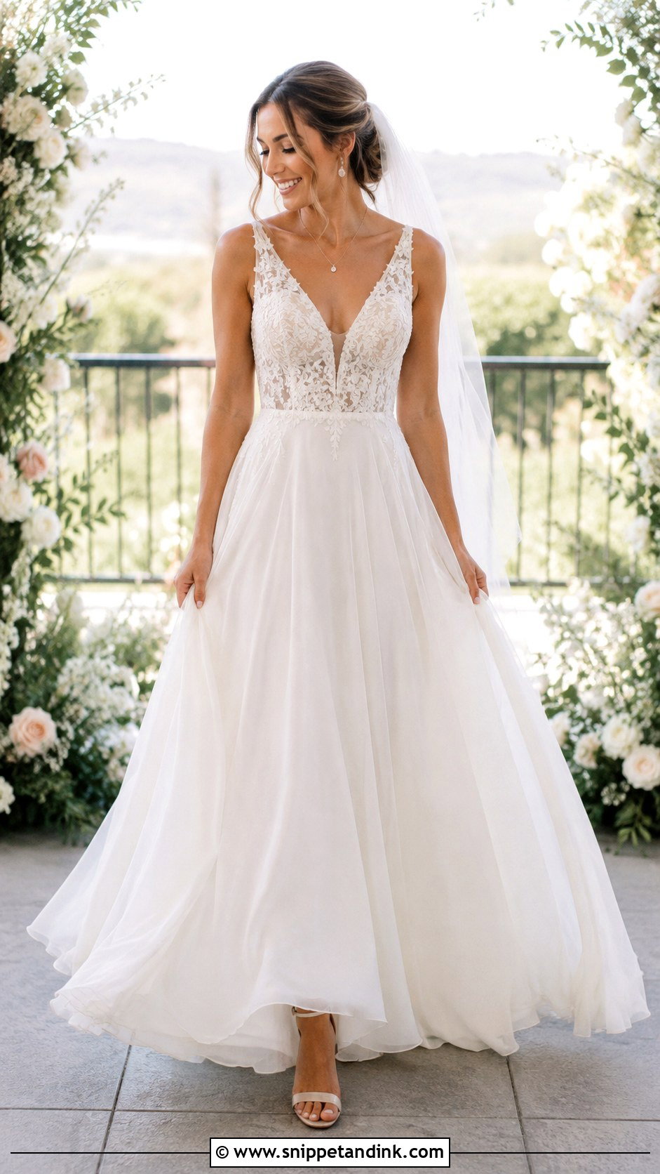 V Neck Wedding Dress - Snippet and Ink - 25 Classic Wedding Dresses