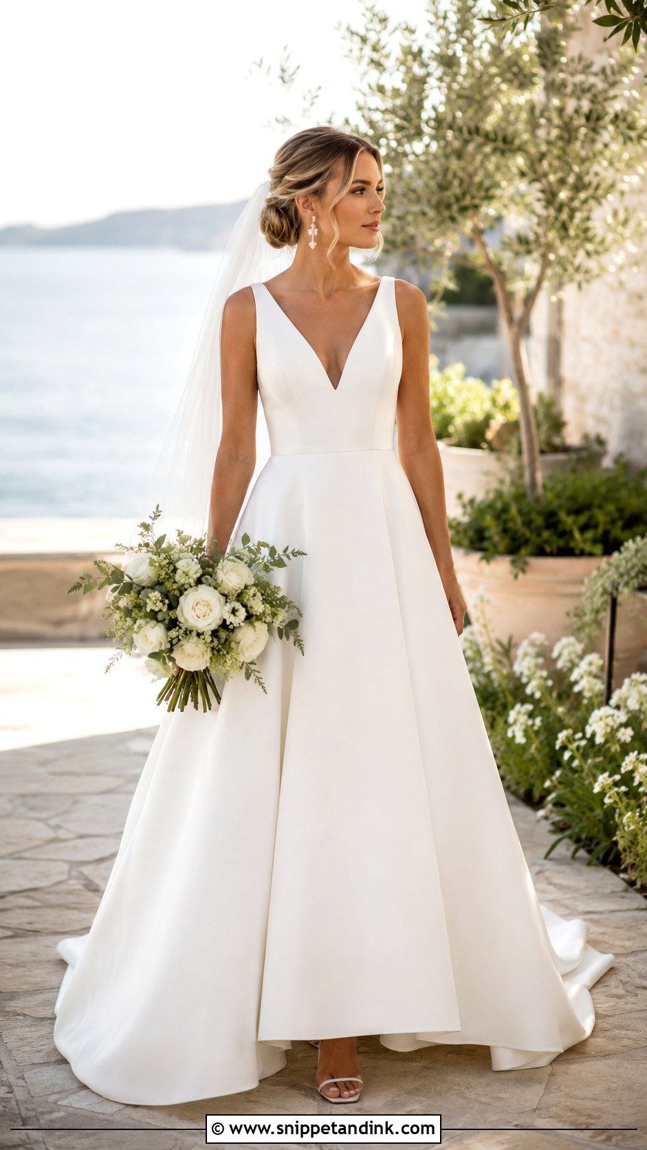 V Neck Wedding Dress - Snippet and Ink - 30 Sleek Wedding Dress Ideas