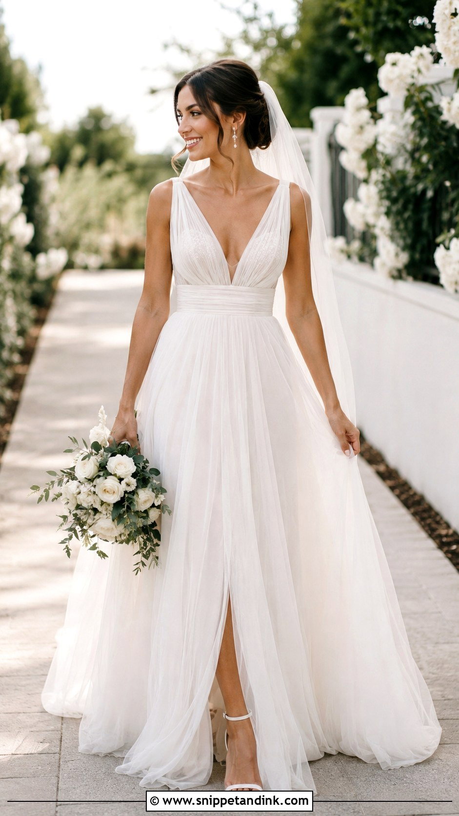 V Neck Wedding Dress - Snippet and Ink - 30 Stunning Wedding Dresses