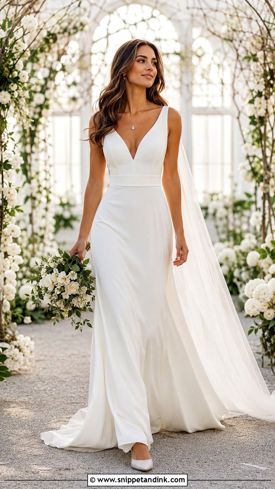 V Neck Wedding Dress - Snippet and Ink - 20 Basic Wedding Dress Ideas