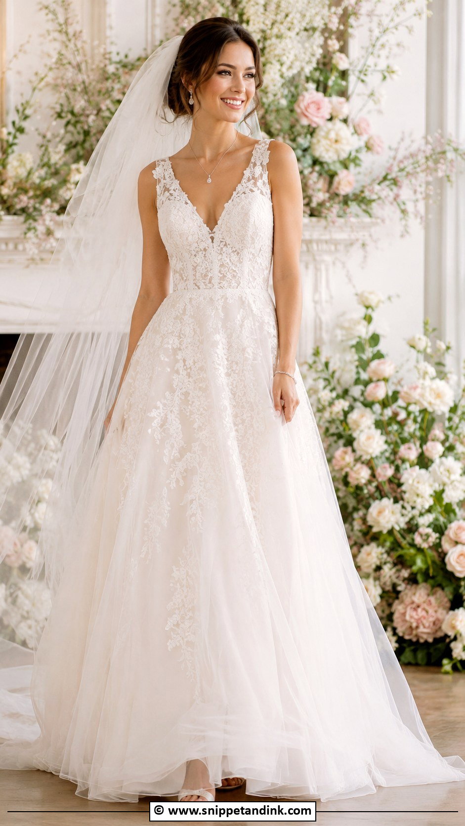 V Neck Wedding Dress - Snippet and Ink - 30 Classy Timeless Wedding Dress Ideas
