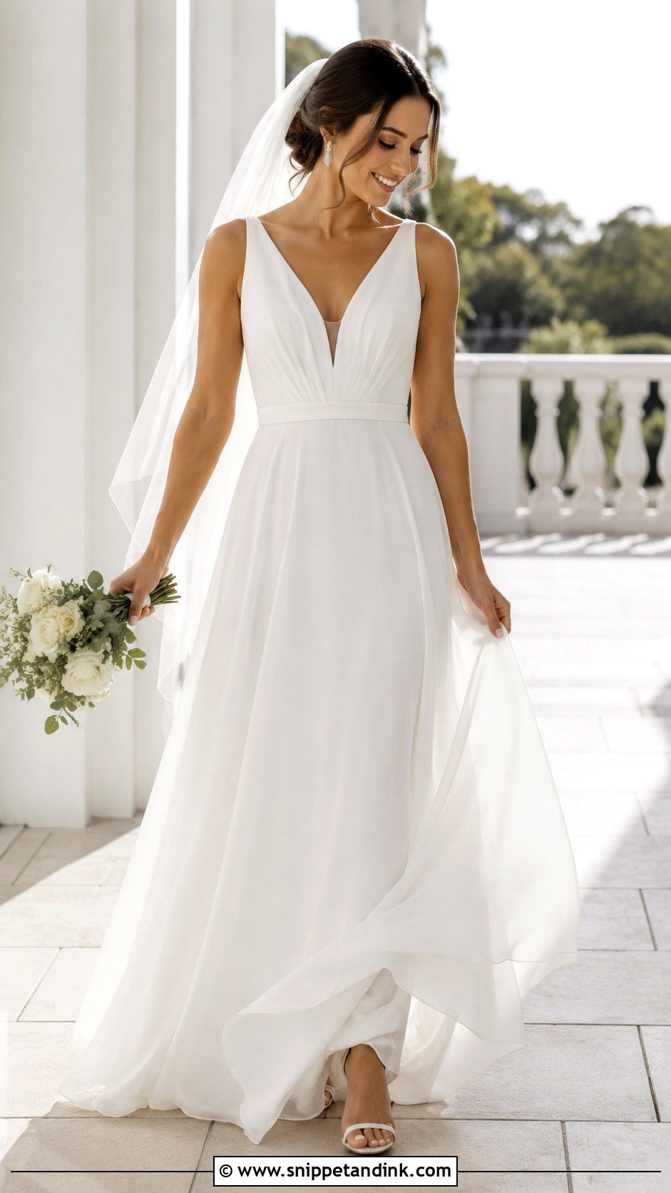 V Neck Wedding Dress - Snippet and Ink - 25 Classic Elegant Wedding Dress Ideas
