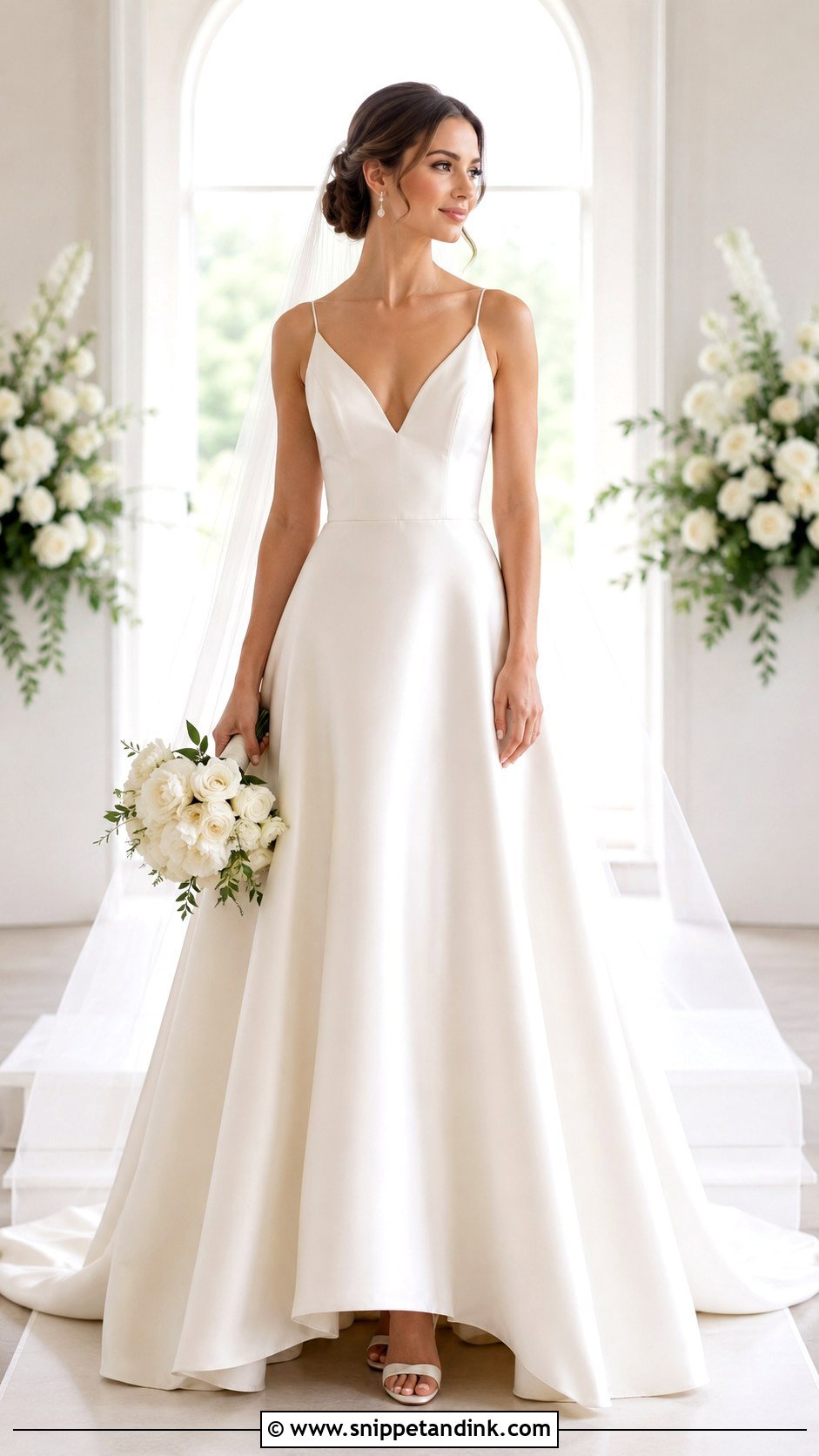 V Neck Wedding Dress - Snippet and Ink - 25 Classic Minimalist Wedding Dress Ideas
