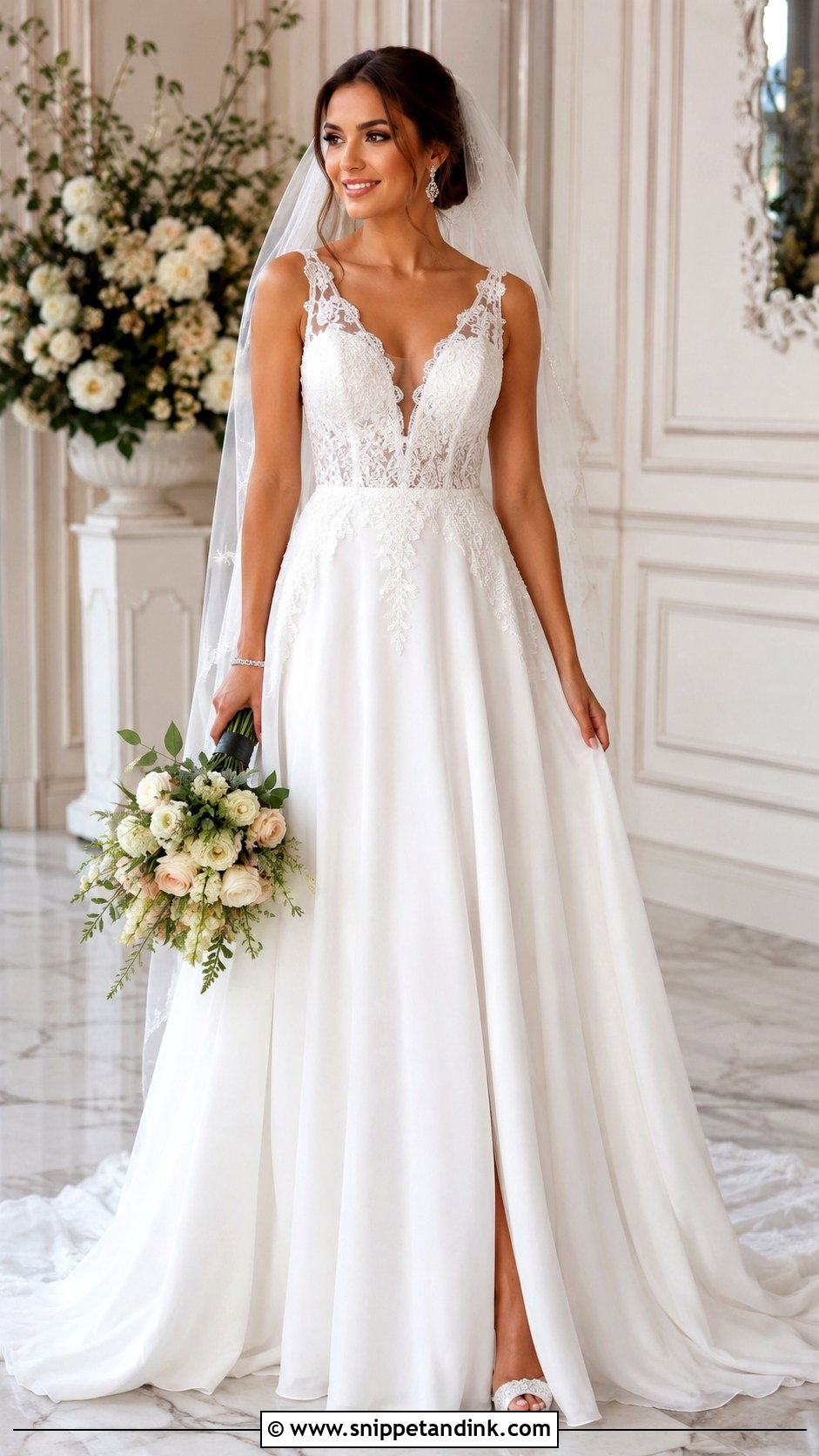 V Neck Wedding Dress - Snippet and Ink - 25 Flowy Romantic Wedding Dress Ideas