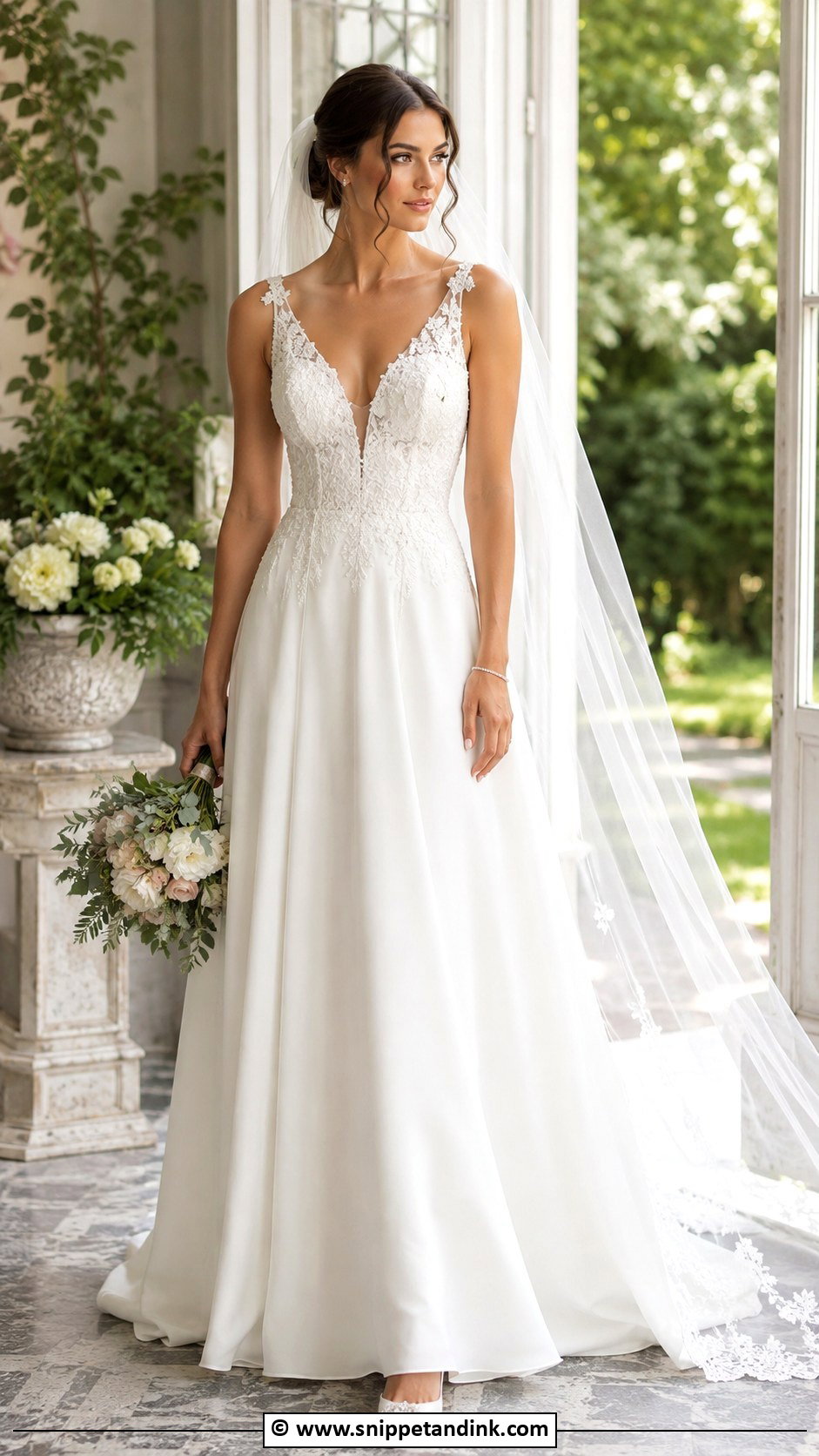 V Neck Wedding Dress - Snippet and Ink - 30 Elegant Wedding Dresses
