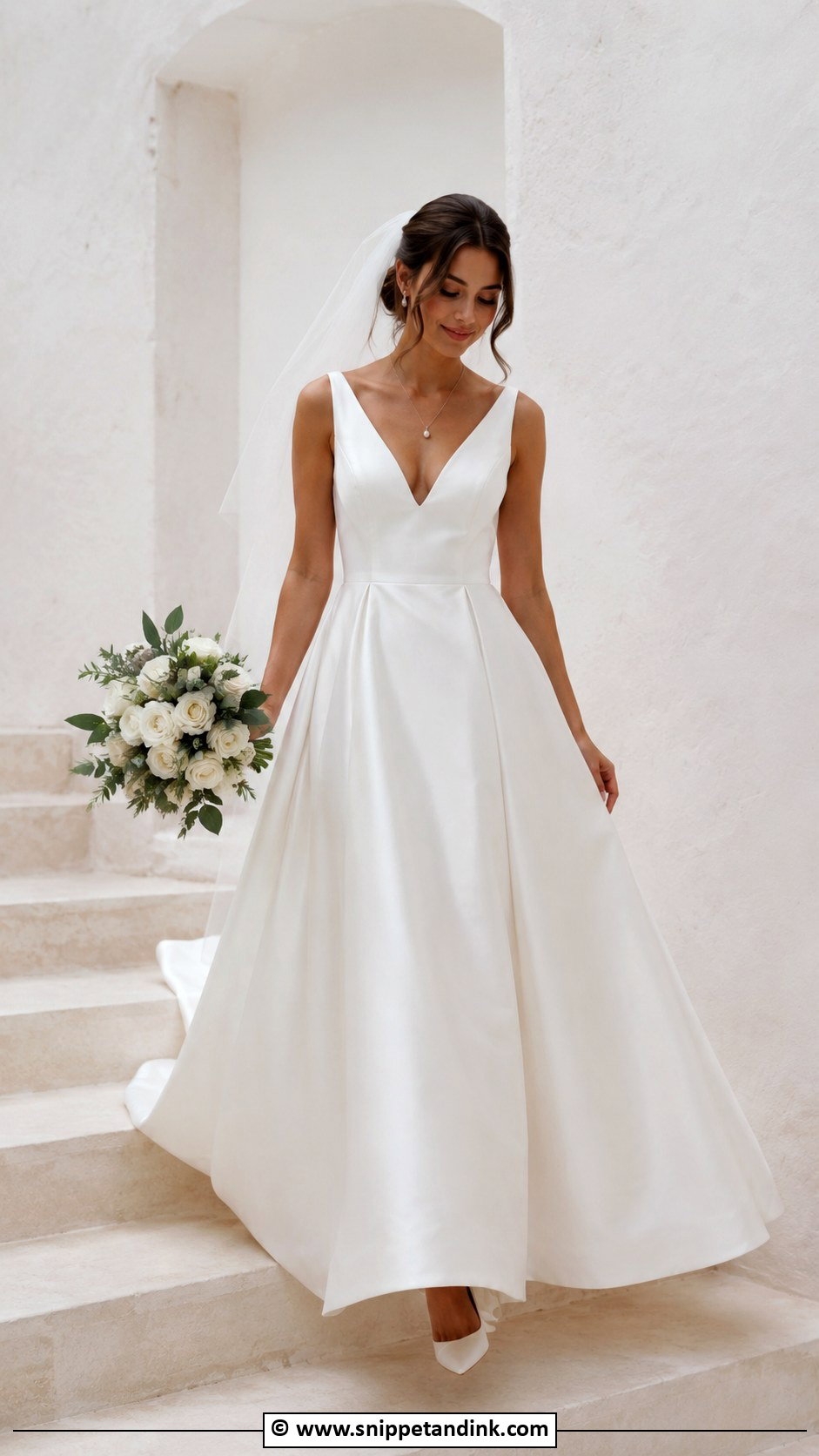V Neck Wedding Dress - Snippet and Ink - 30 Simple Timeless Wedding Dress Ideas