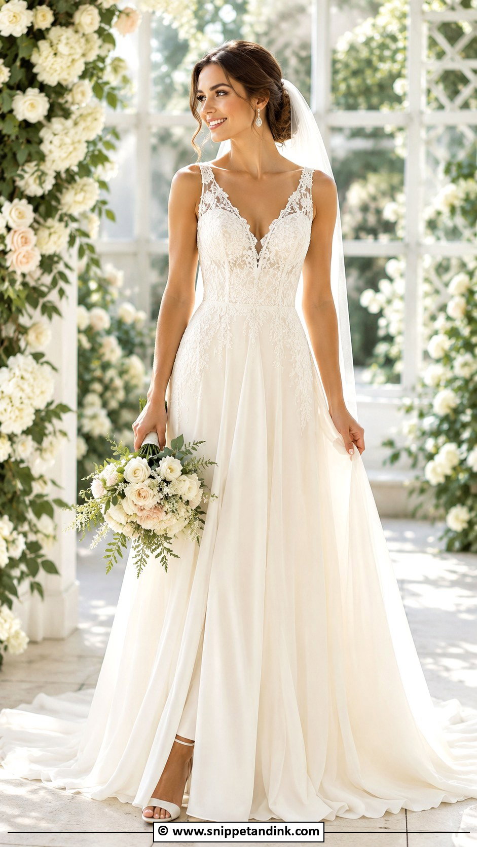 V Neck Wedding Dress - Snippet and Ink - 30 Timeless Elegant Wedding Dress Ideas