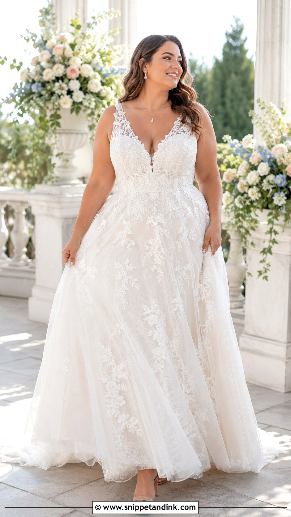 V Neck Wedding Dress For Curvy Brides - Snippet and Ink - 30 Wedding Dresses for Curvy Brides