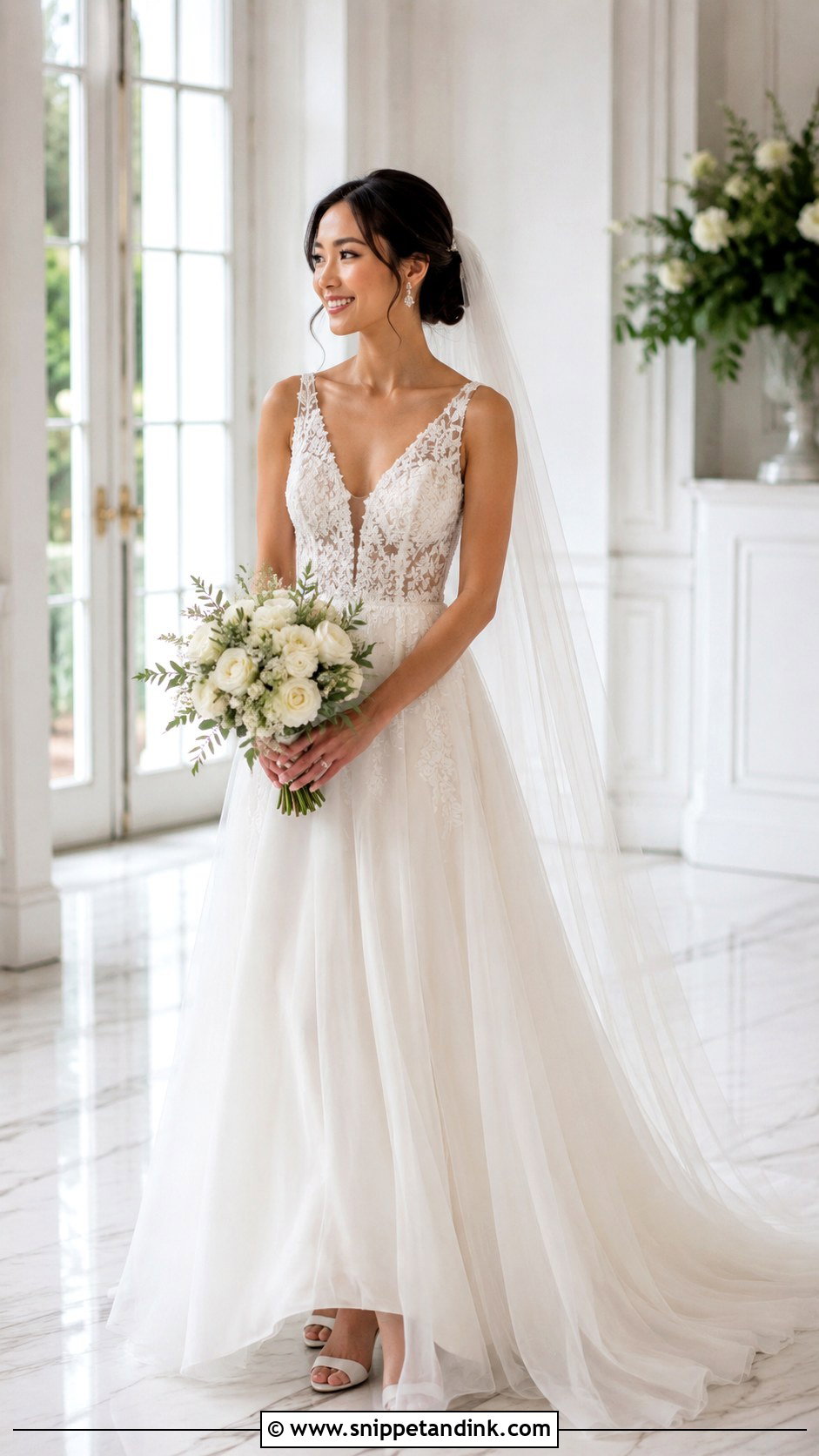 V Neck Wedding Dress For Petite Women - Snippet and Ink - 25 Wedding Dresses for Petite Women