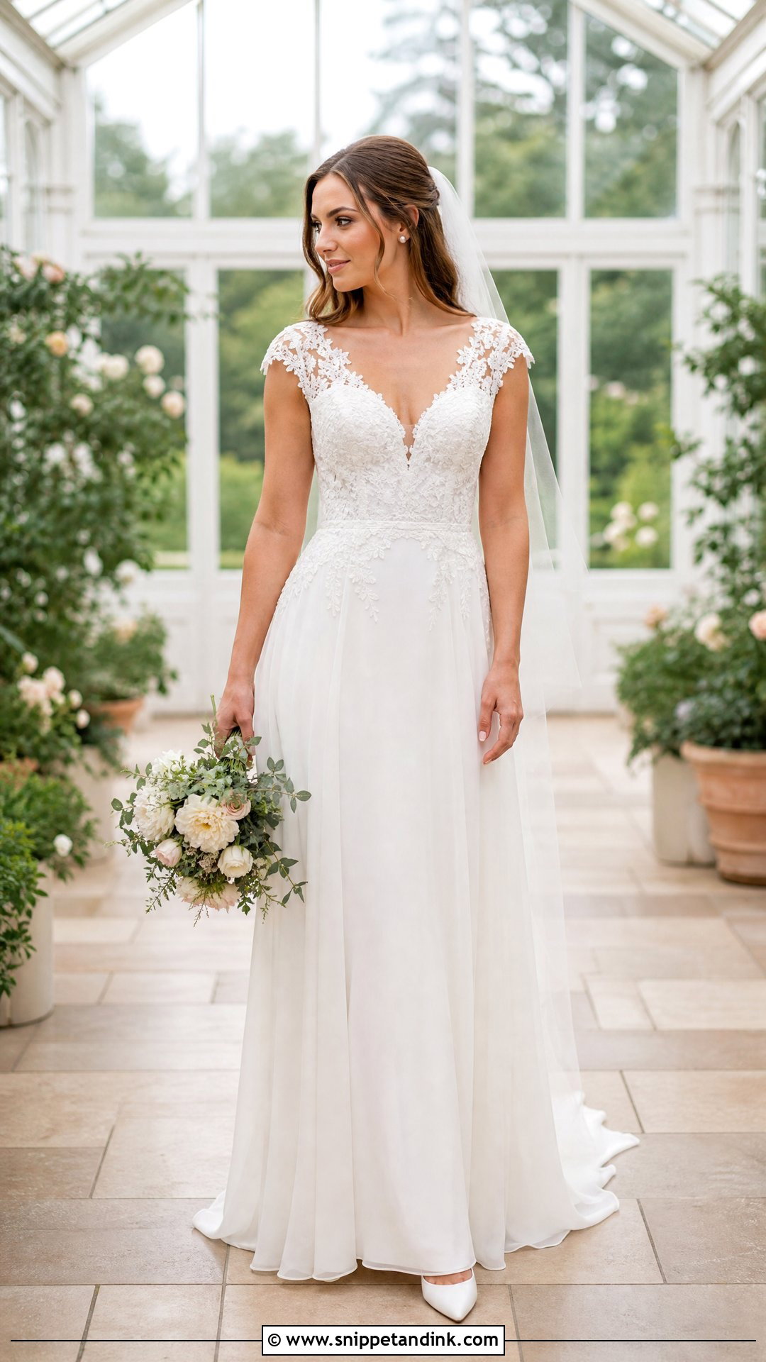 V Neck Wedding Dress With Cap Sleeves - Snippet and Ink - 20 V Neckline Wedding Dress Ideas