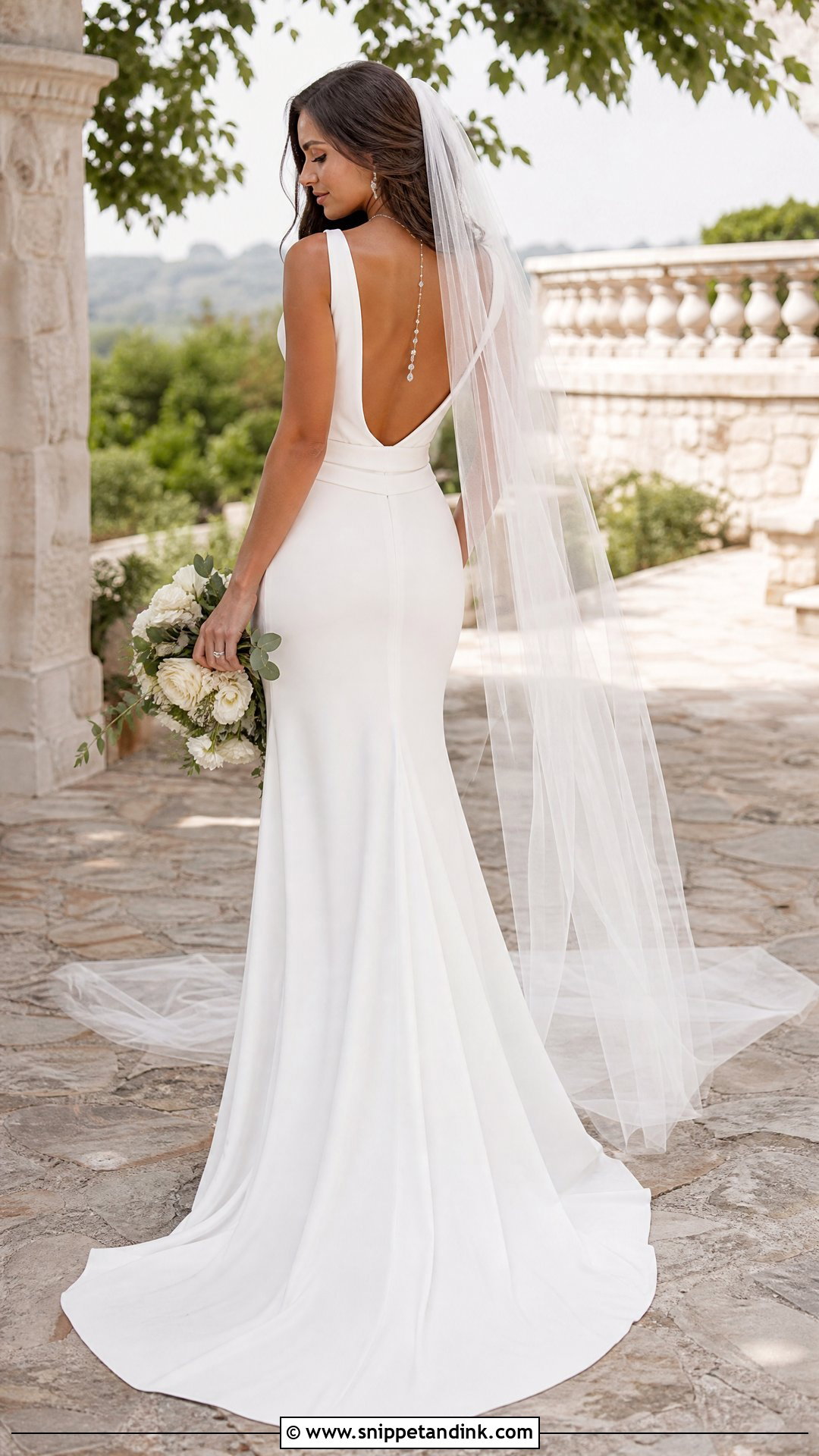 V Neck Wedding Dress With Open Back - Snippet and Ink - 25 Different Wedding Dress Styles