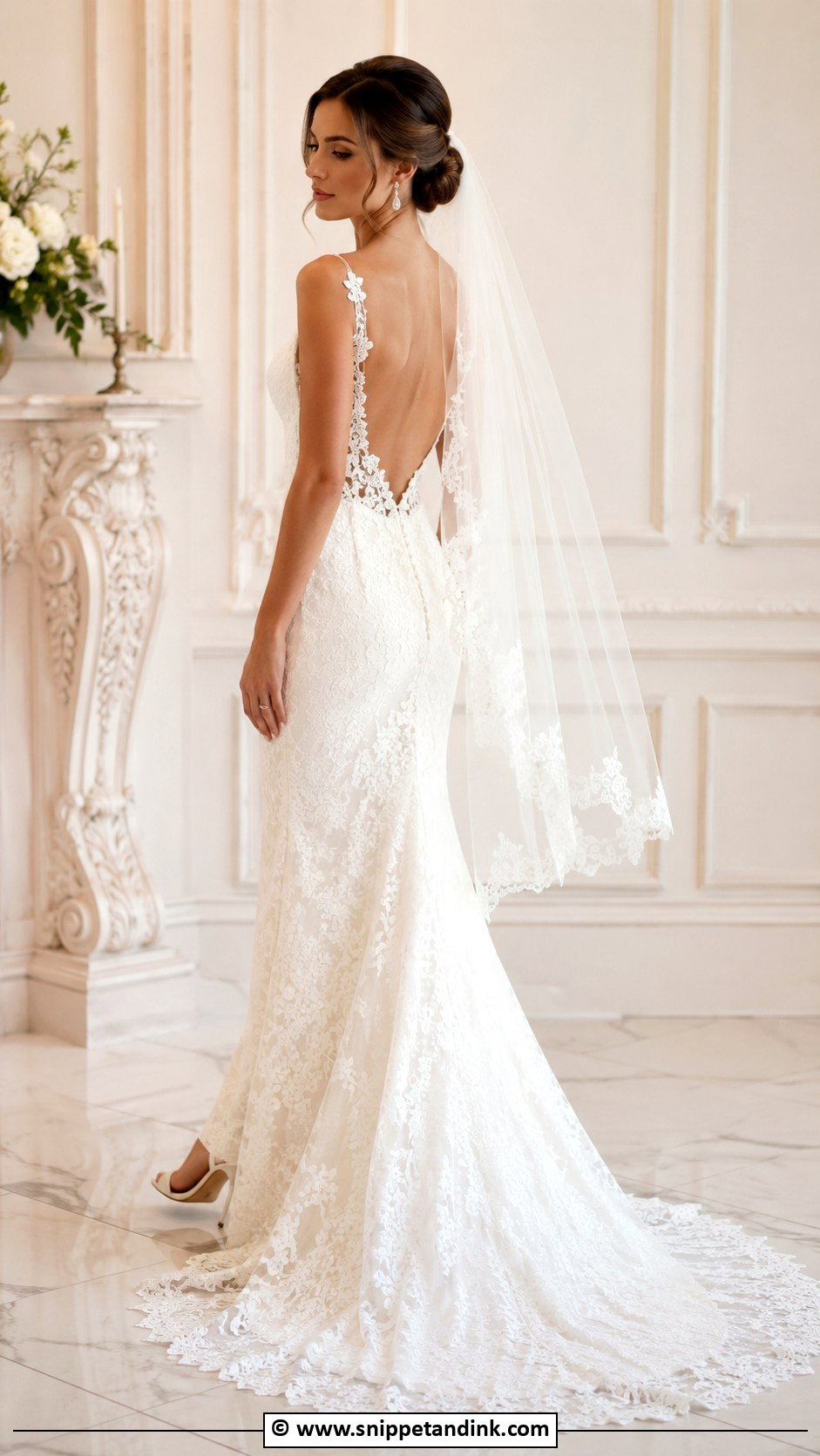 V Neck Wedding Dress With Open Back - Snippet and Ink - 30 V Neck Wedding Dress Ideas