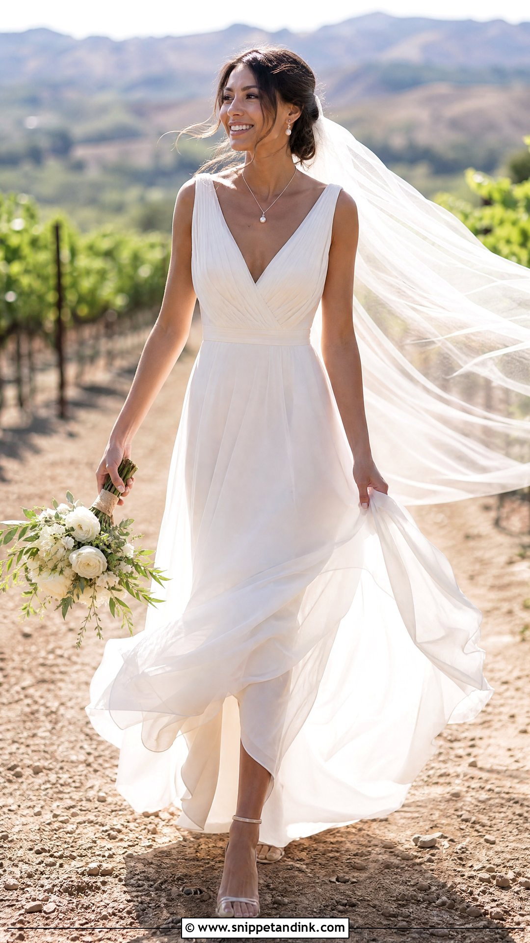 V Neck Wedding Dress With Pearl Pendant - Snippet and Ink - 20 Wedding Dress with Pearl Necklace Ideas