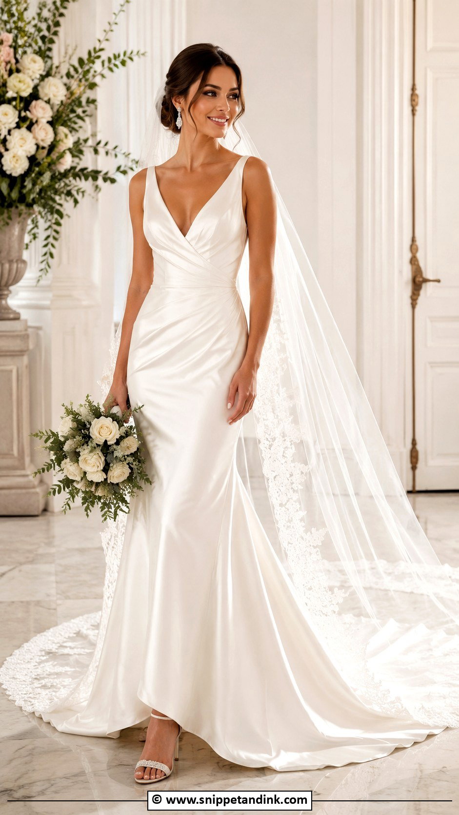 V Neck Wedding Dress With Train - Snippet and Ink - 30 V Neck Wedding Dress Ideas