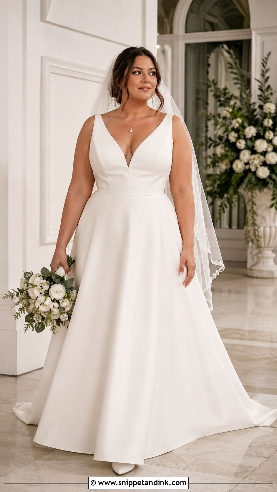 V Neck Wedding Dress With Wide Straps - Snippet and Ink - 20 Big Bust Wedding Dresses