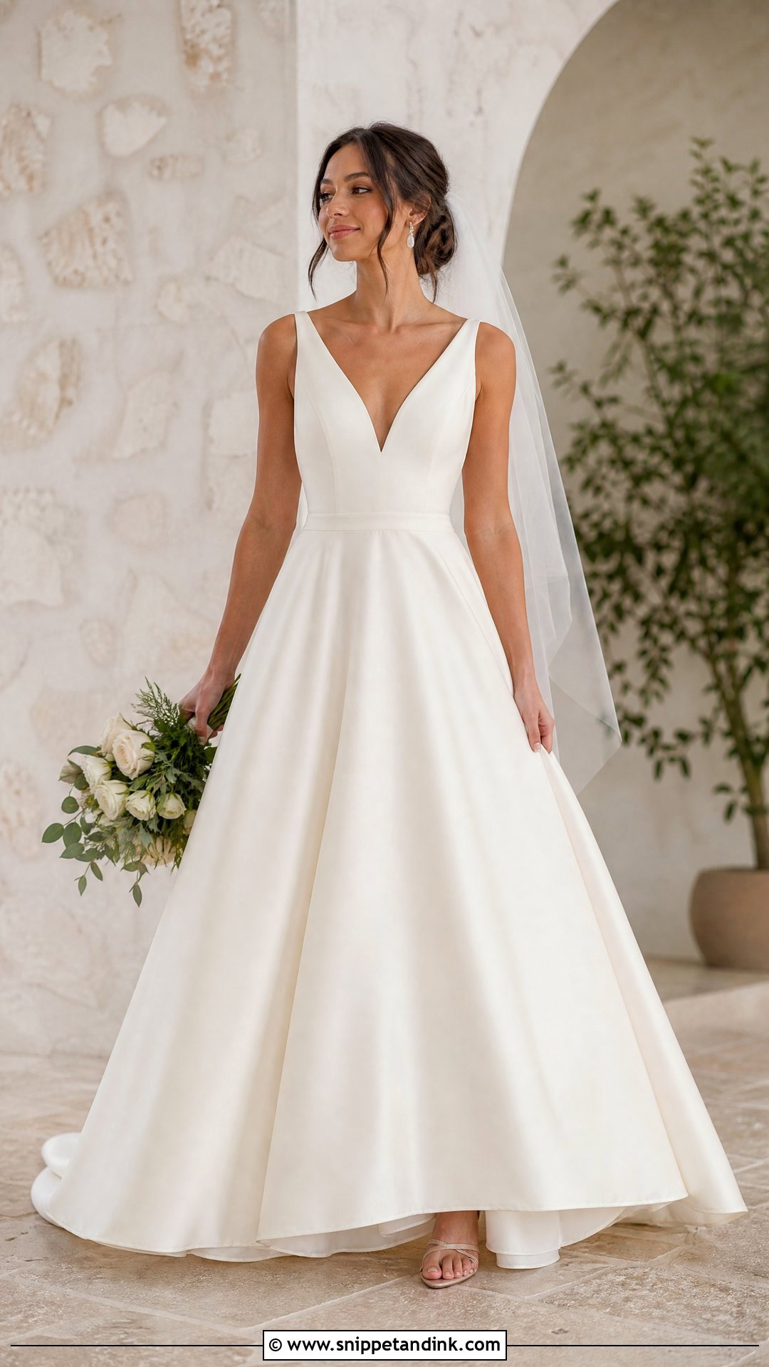 V Neck Wedding Gown - Snippet and Ink - 25 Elegant Wedding Gown Ideas