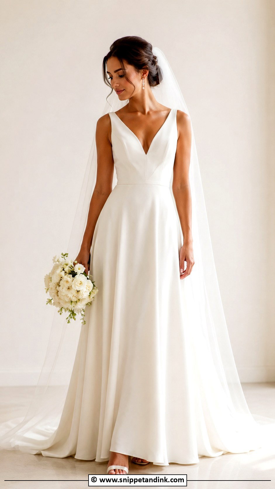 V Neck Wedding Gown - Snippet and Ink - 25 Minimalist Wedding Gown Ideas