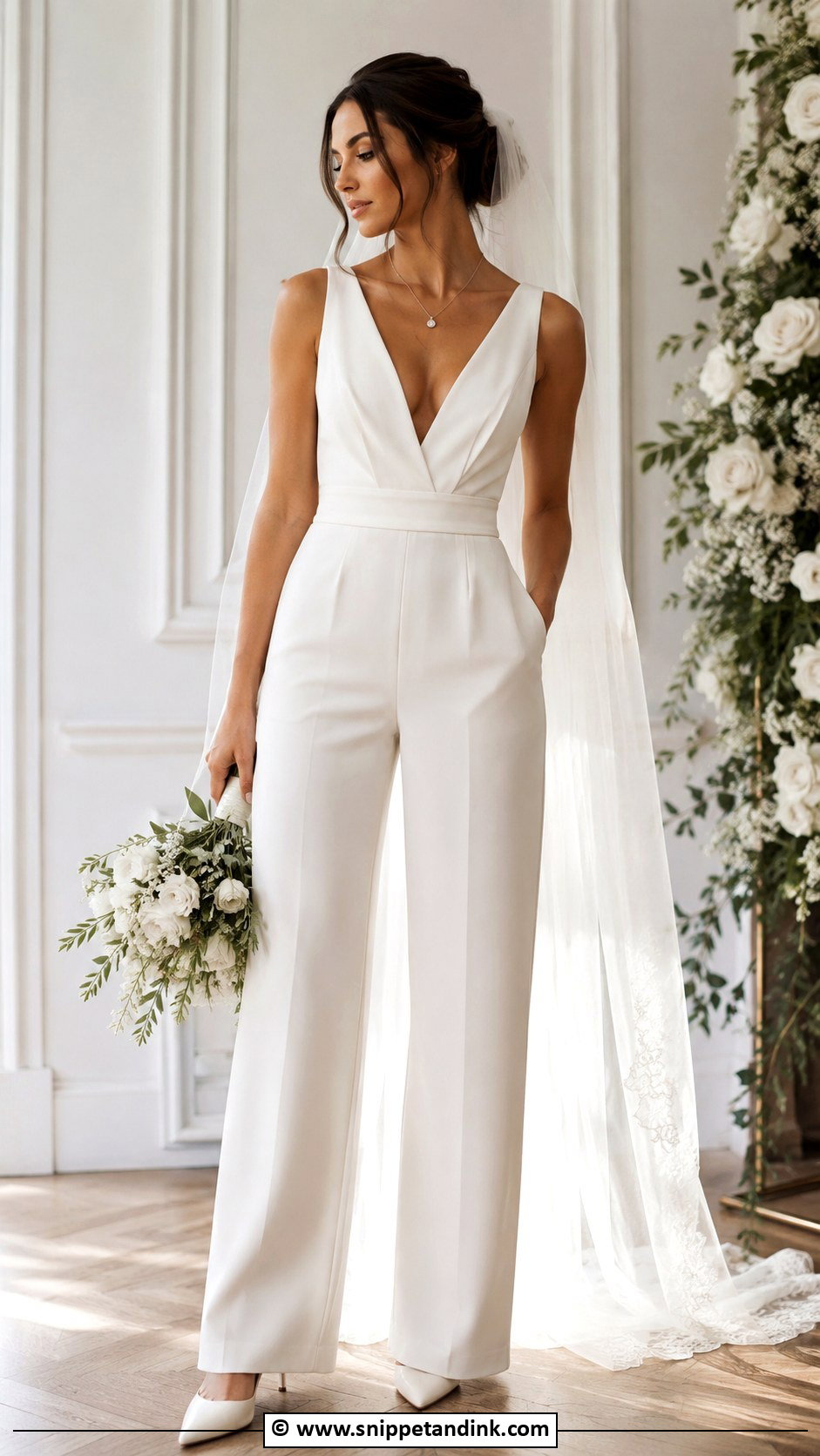 V Neck Wedding Jumpsuit - Snippet and Ink - 25 Wedding Jumpsuit the Bride Ideas