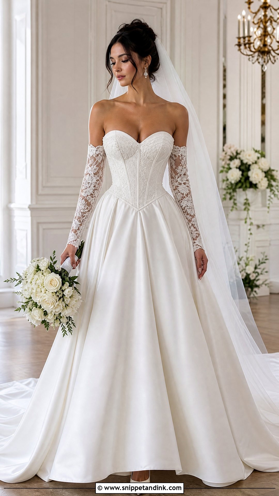 V Waist Wedding Dress With Detachable Sleeves - Snippet and Ink - 25 V Waist Wedding Dress Ideas