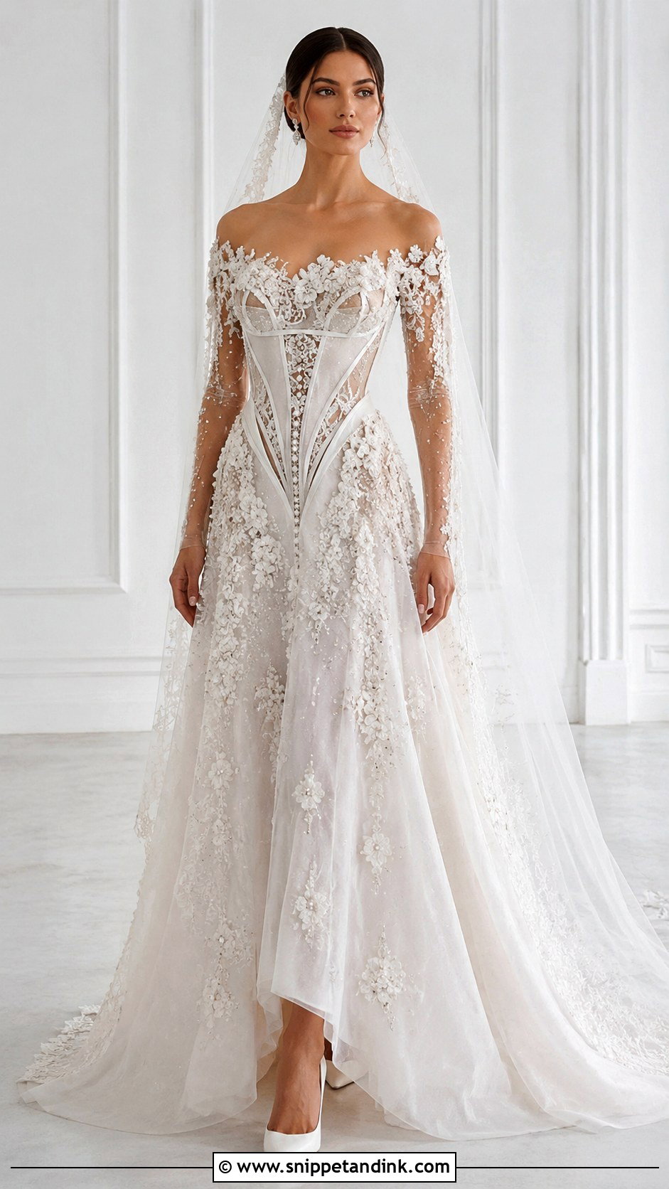Valdrin Sahiti Sheer Sleeve Wedding Dress - Snippet and Ink - 25 Valdrin Sahiti Wedding Dresses