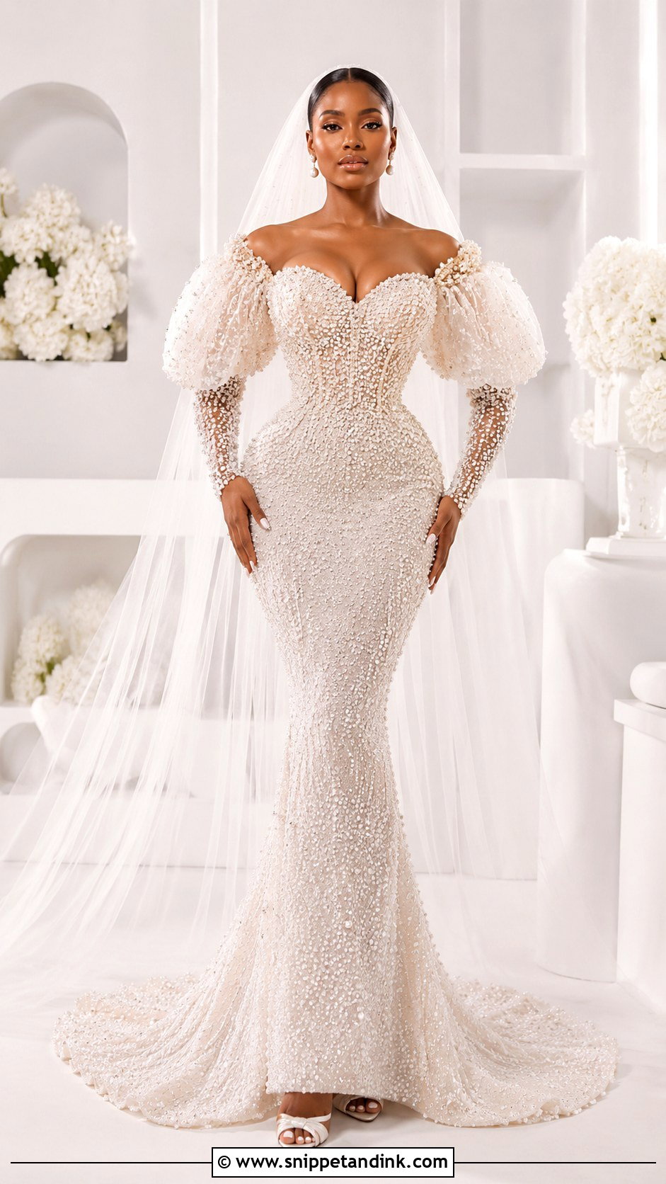 Veekee James Dramatic Sleeve Wedding Dress - Snippet and Ink - 25 Veekee James Wedding Dress Ideas