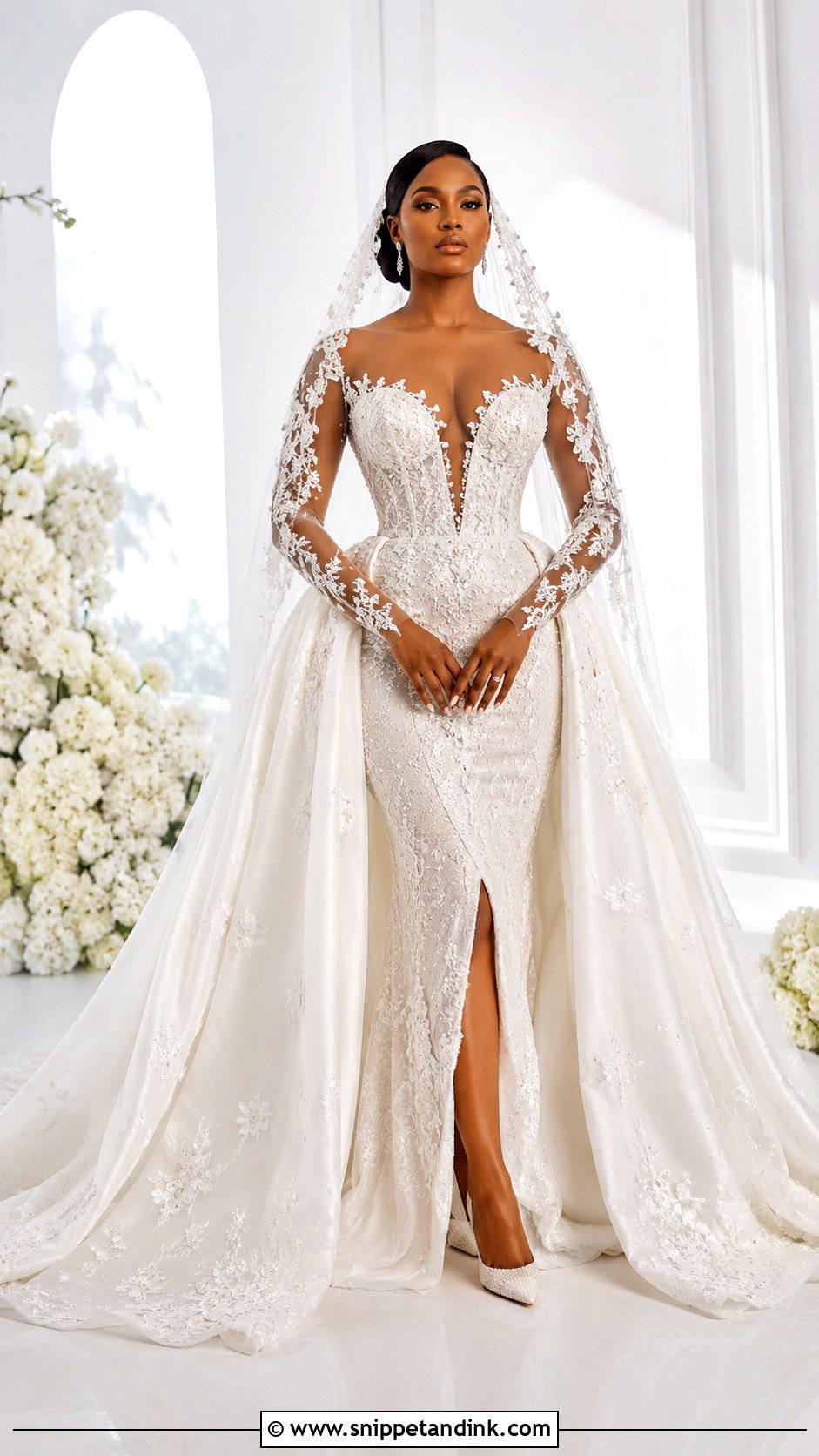 Veekee James Plunging Neck Wedding Dress - Snippet and Ink - 25 Veekee James Wedding Dress Ideas