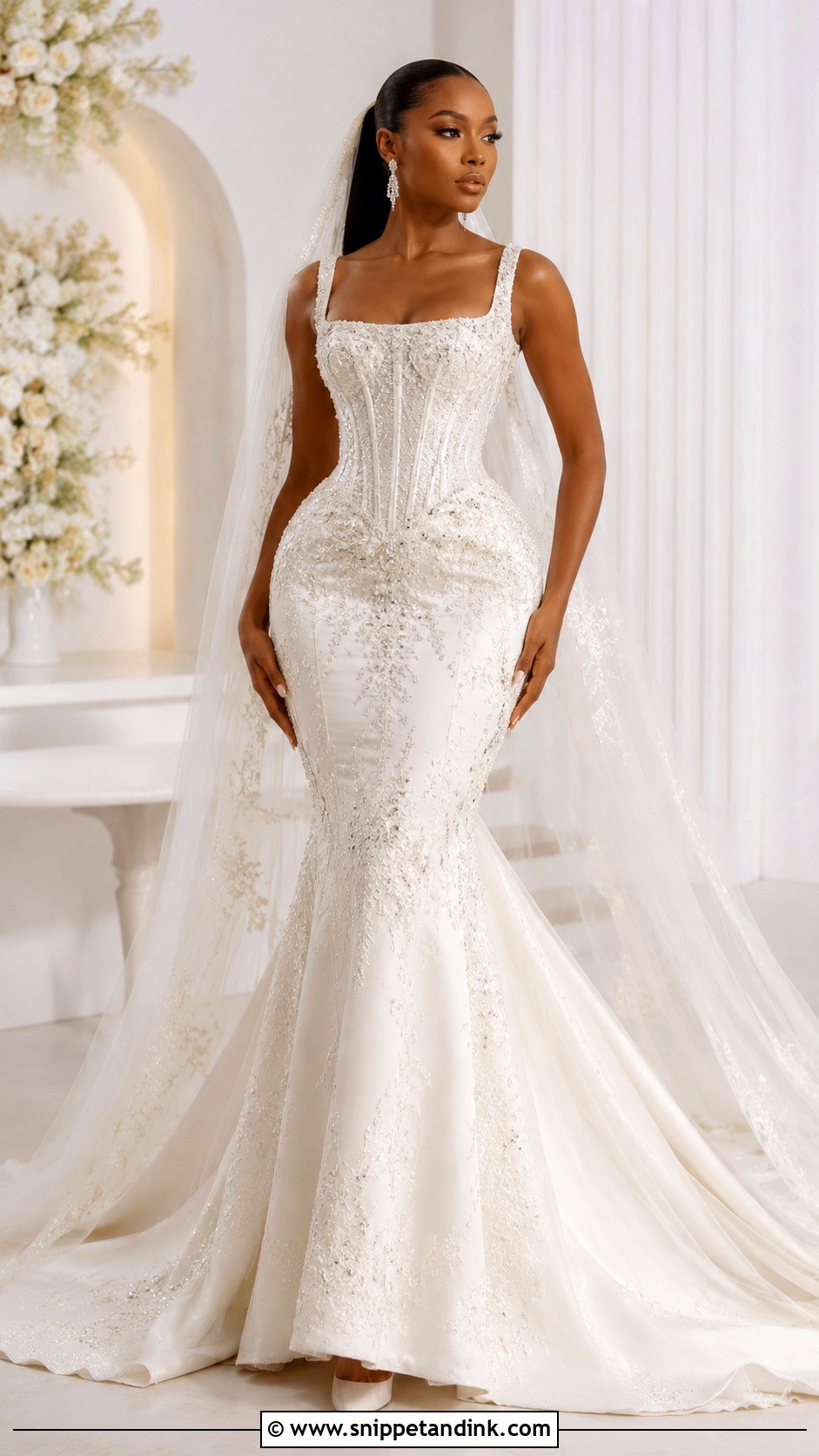 Veekee James Square Neck Wedding Dress - Snippet and Ink - 25 Veekee James Wedding Dress Ideas
