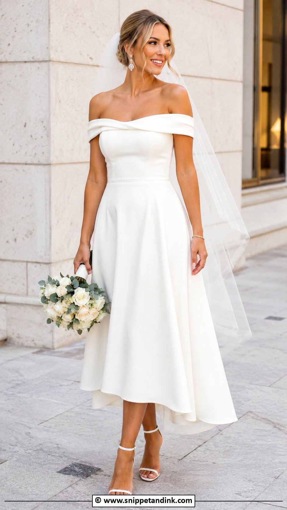 Vegas Wedding Off Shoulder Dress - Snippet and Ink - 30 Vegas Wedding Dress Ideas