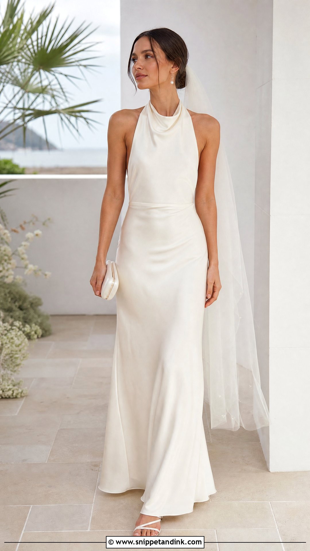 Veil With Halter Wedding Dress - Snippet and Ink - 25 Veil Outfit Ideas