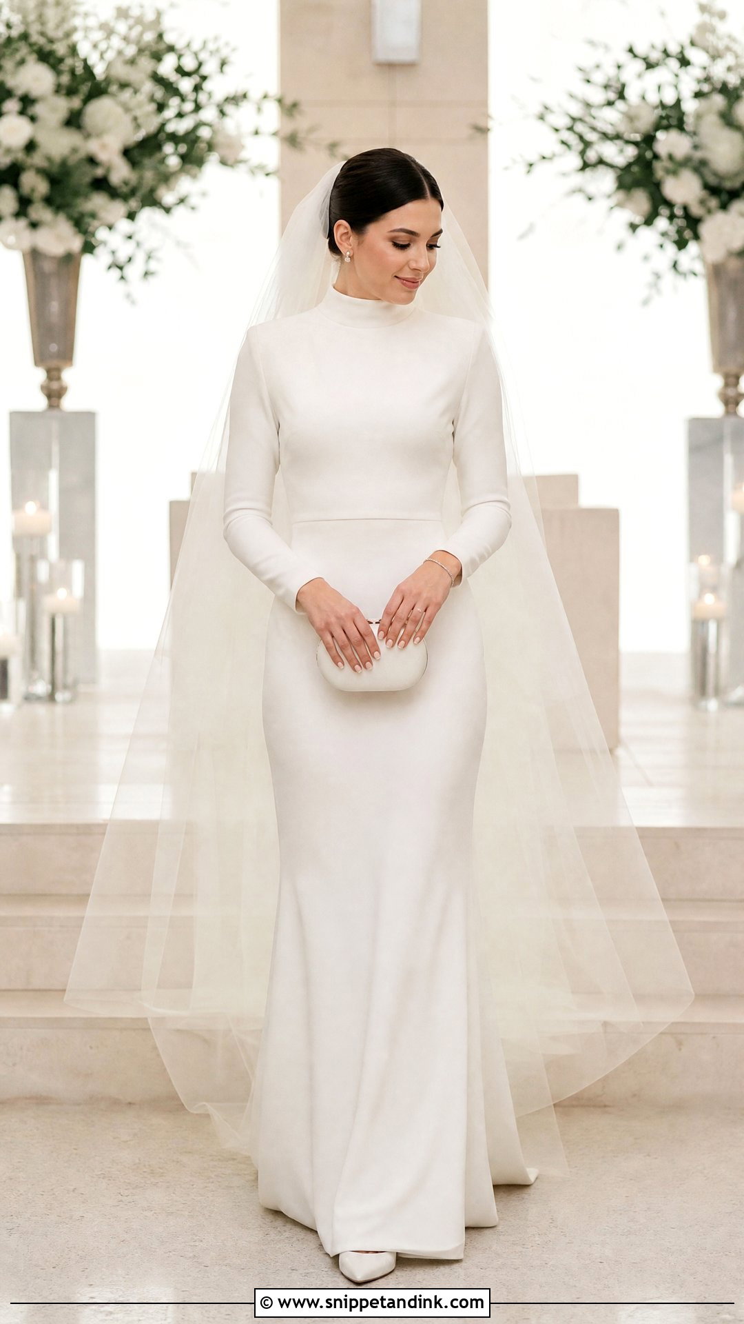 Veil With High Neck Dress - Snippet and Ink - 25 Veil Outfit Ideas