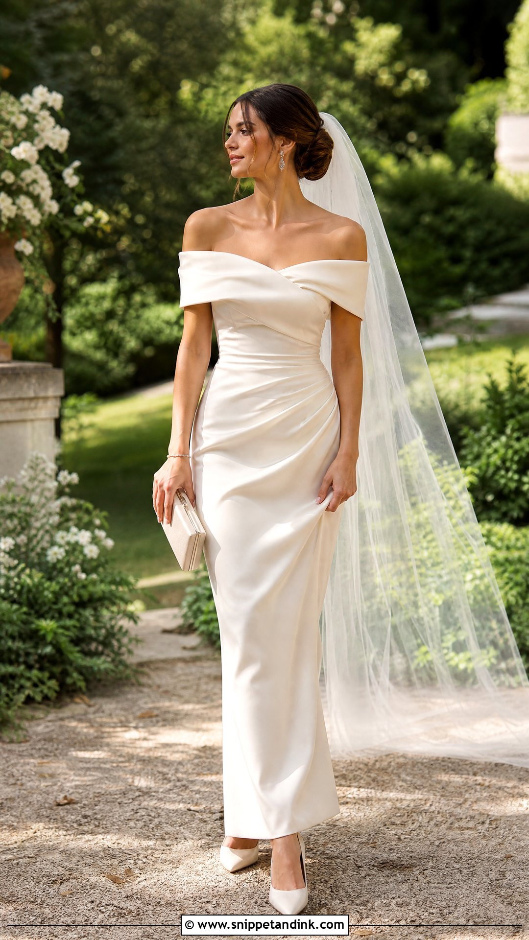 Veil With Off Shoulder Dress - Snippet and Ink - 25 Veil Outfit Ideas