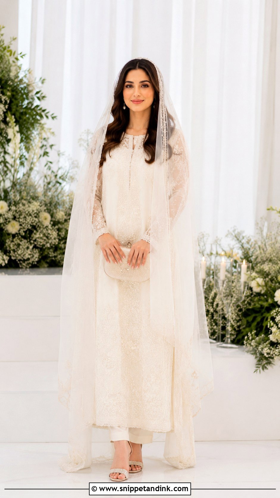 Veil With Open Hair Nikah Gown - Snippet and Ink - 25 Nikah Veil Ideas