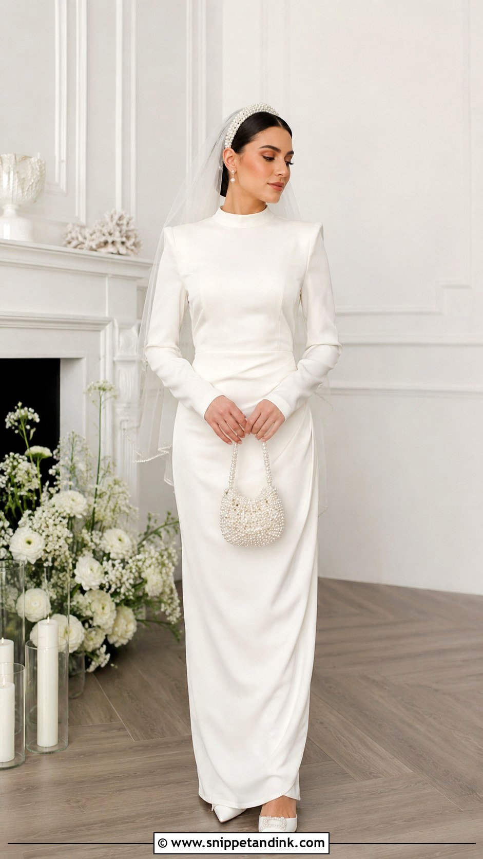 Veil With Pearl Headband Nikah Dress - Snippet and Ink - 25 Nikah Veil Ideas